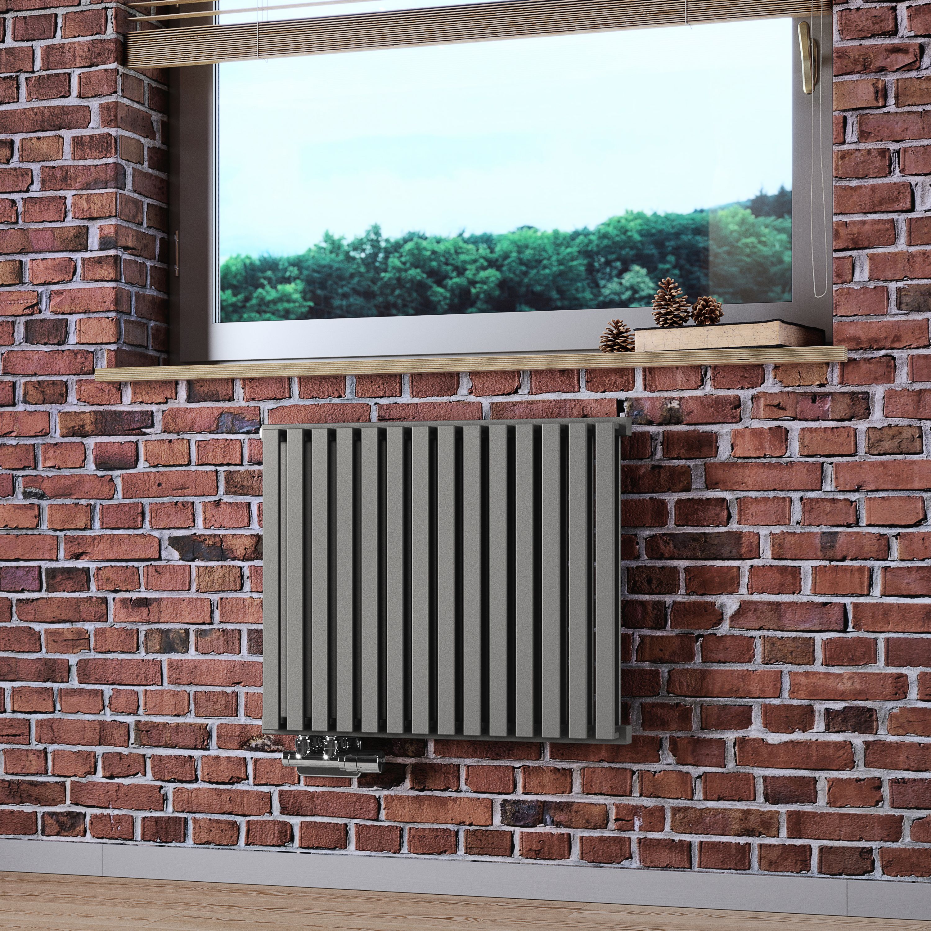Terma Nemo Metallic stone Horizontal Designer Radiator, (W)645mm x (H)530mm