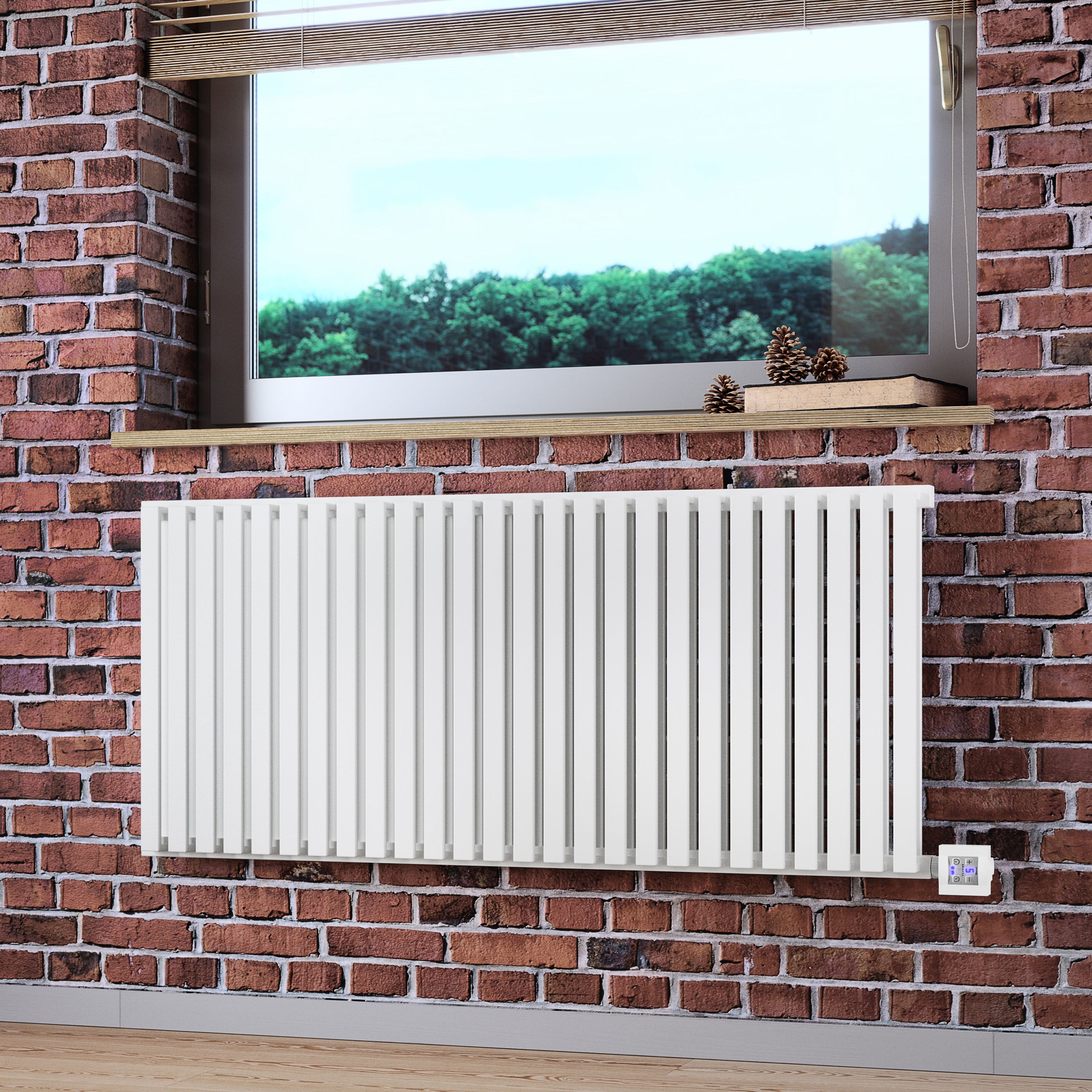 Terma Nemo Sea salt white Horizontal Designer Radiator, (W)1185mm x (H)530mm
