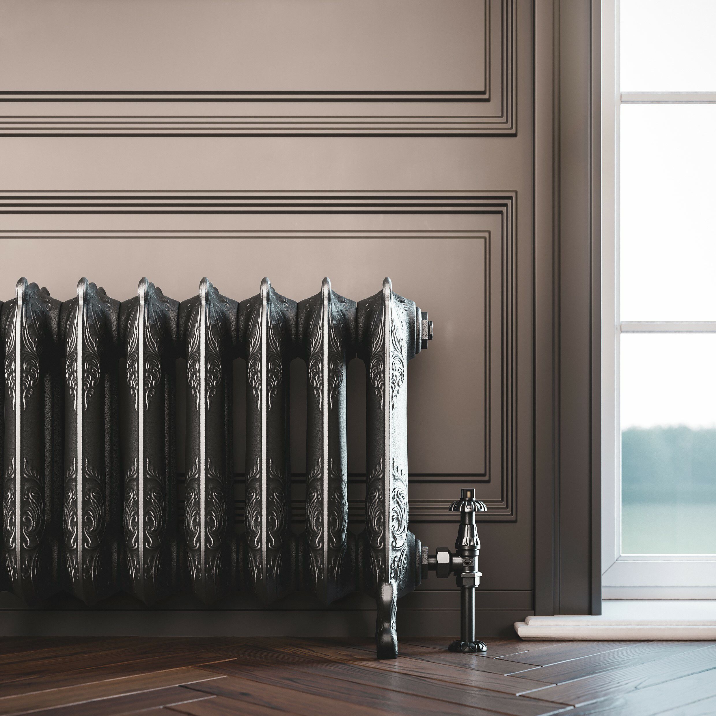Terma Oxford Raw Metal Hydronic Horizontal Designer 2049BTU Radiator, (W)606mm x (H)470mm