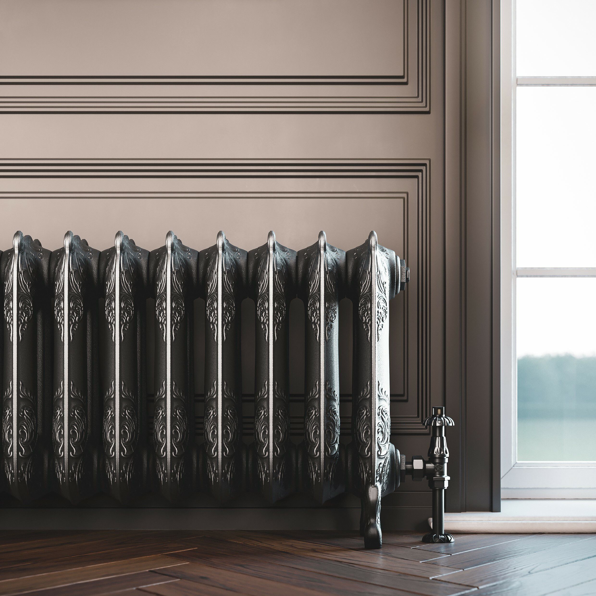 Terma Oxford Raw Metal Hydronic Horizontal Designer 2929BTU Radiator, (W)852mm x (H)470mm