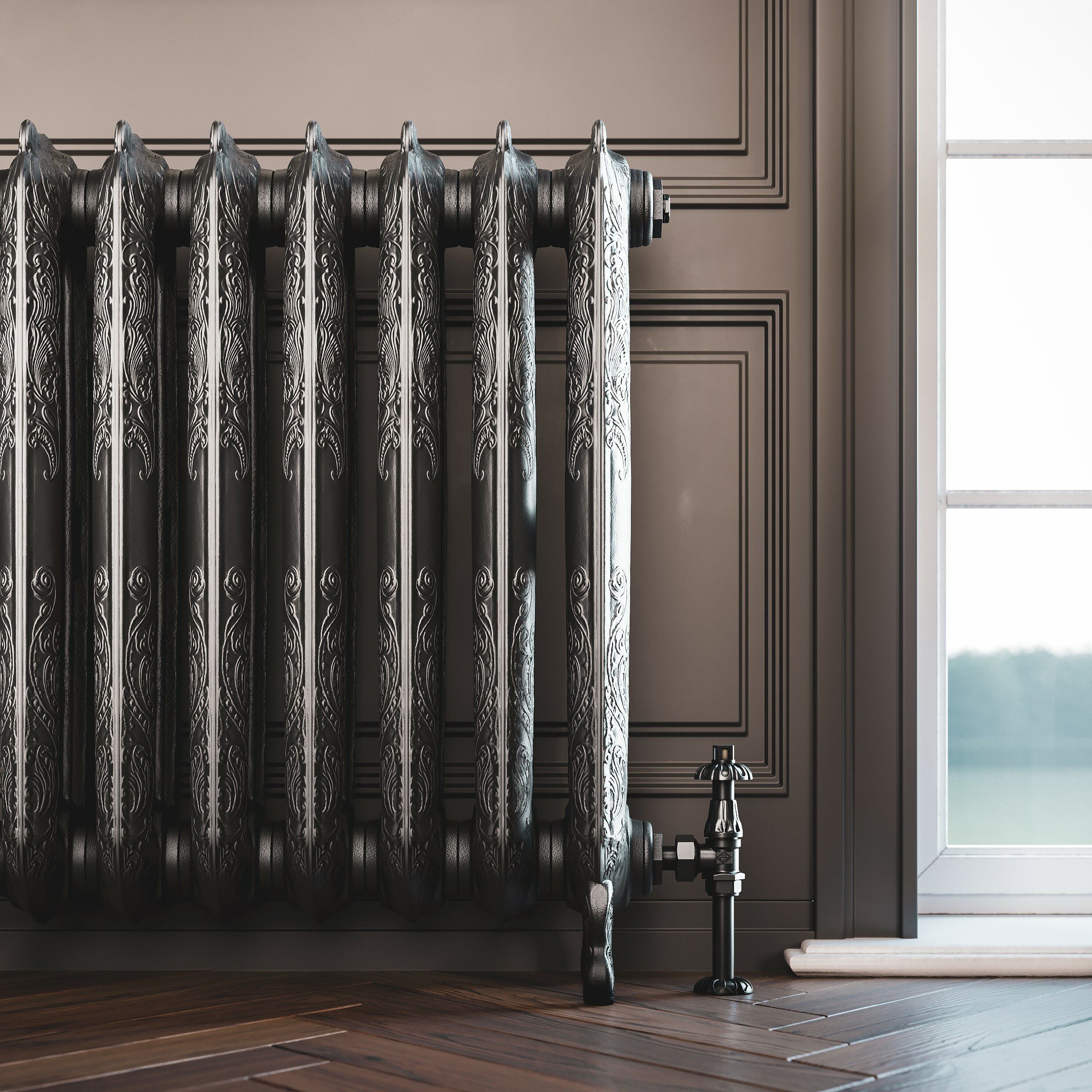 Terma Oxford Raw Metal Hydronic Horizontal Designer 3417BTU Radiator, (W)606mm x (H)710mm