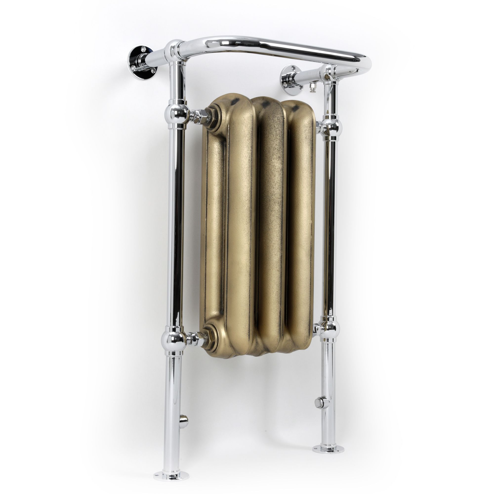 Terma Plain Antique Brass Chrome effect Towel warmer (W)490mm x (H)940mm
