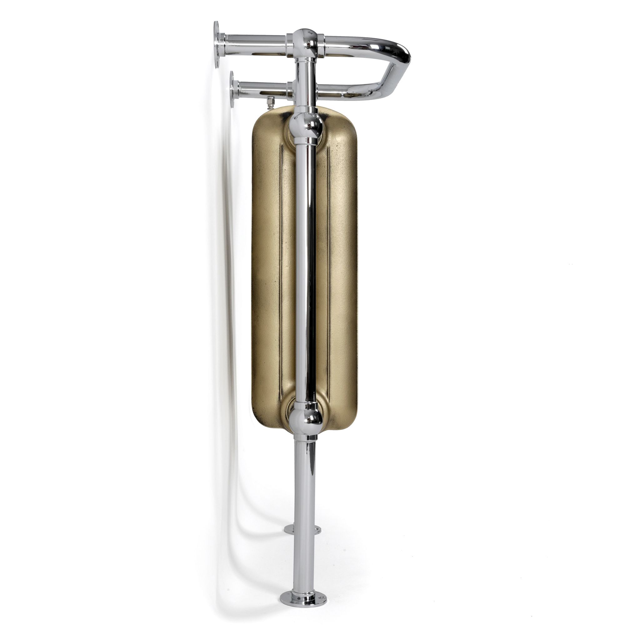 Terma Plain Antique Brass Chrome effect Towel warmer (W)490mm x (H)940mm