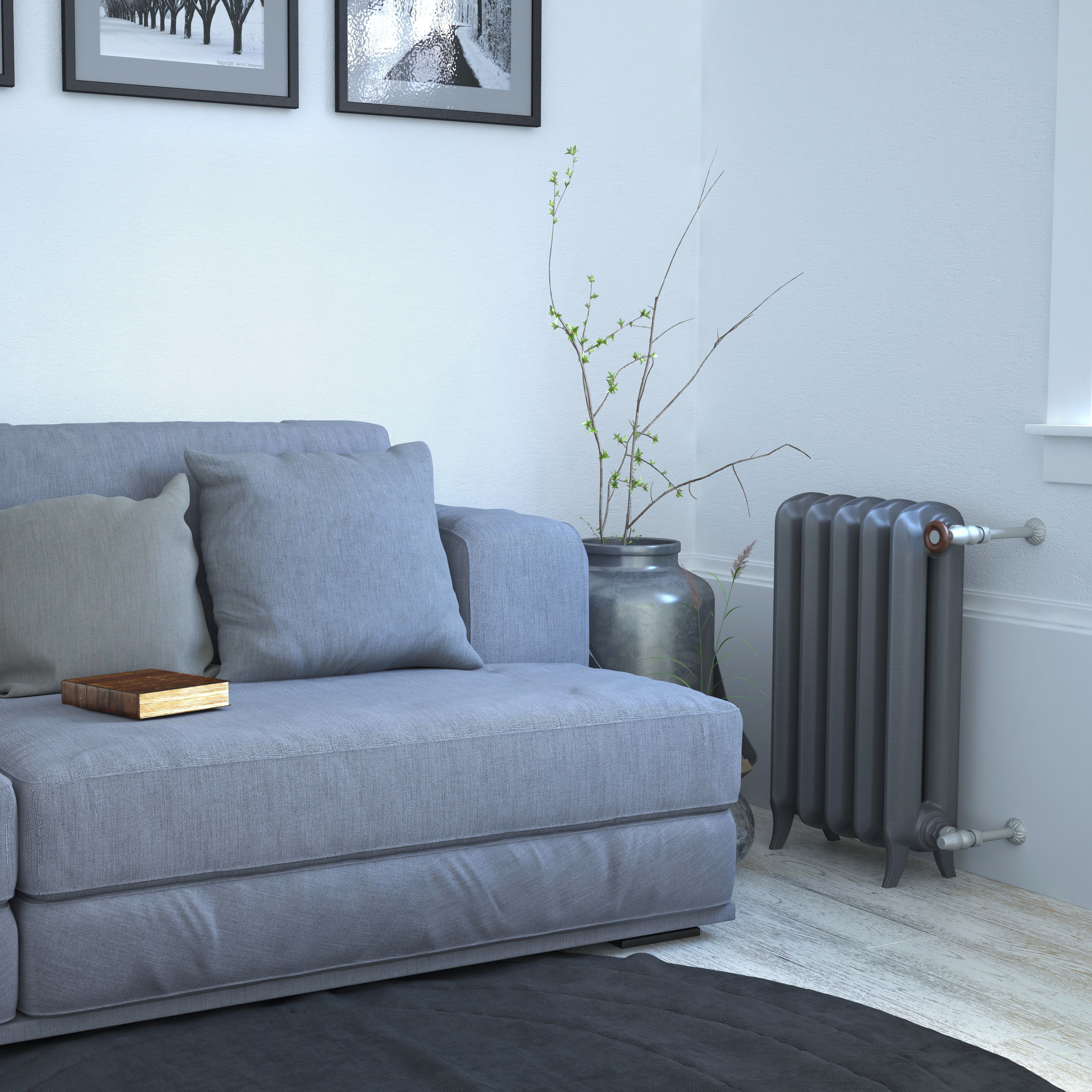 Terma Plain Raw Metal 2 Column Radiator, (W)606mm x (H)620mm