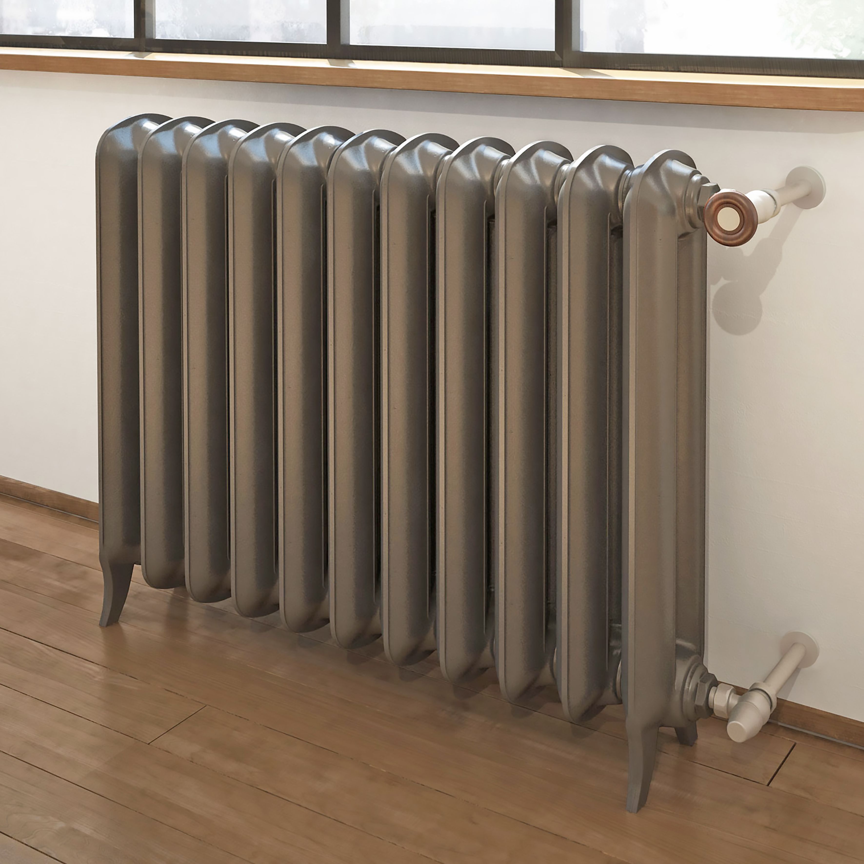 Terma Plain Raw Metal 2 Column Radiator, (W)852mm x (H)620mm