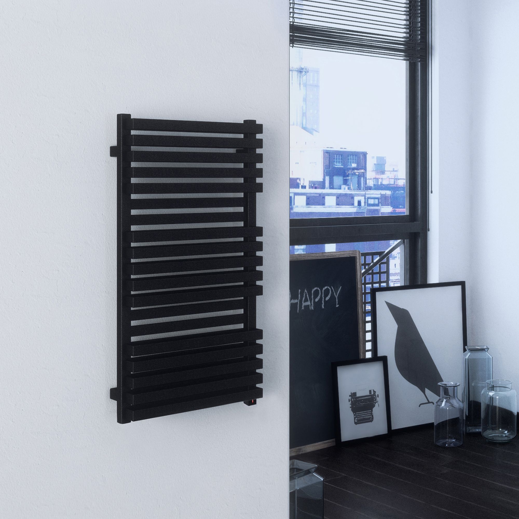 Terma Quadrus Metallic black Towel warmer (W)450mm x (H)870mm