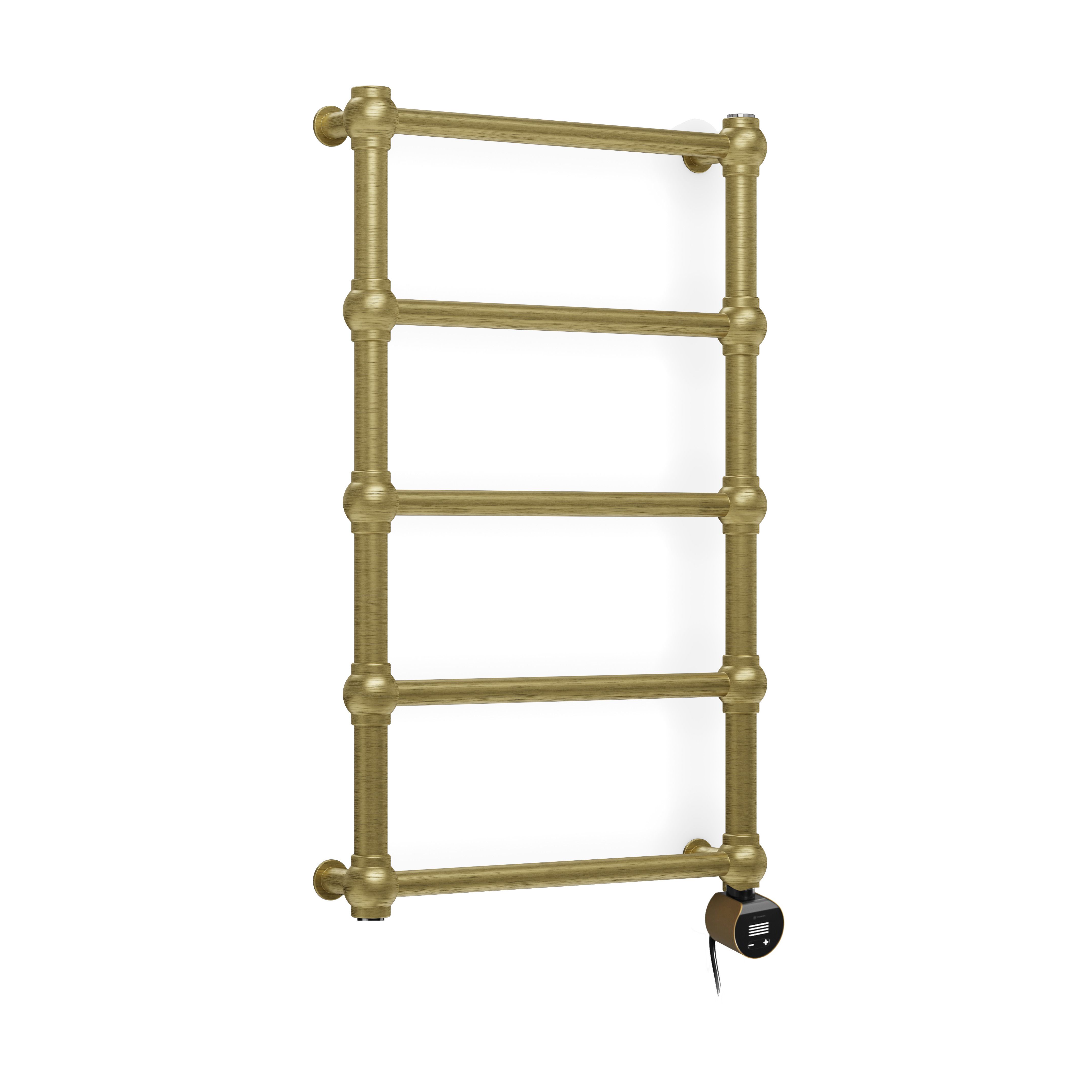 Terma Retro Matt brushed brass Oil-filled 682BTU Electric towel radiator (H) 800mm x (W) 504mm