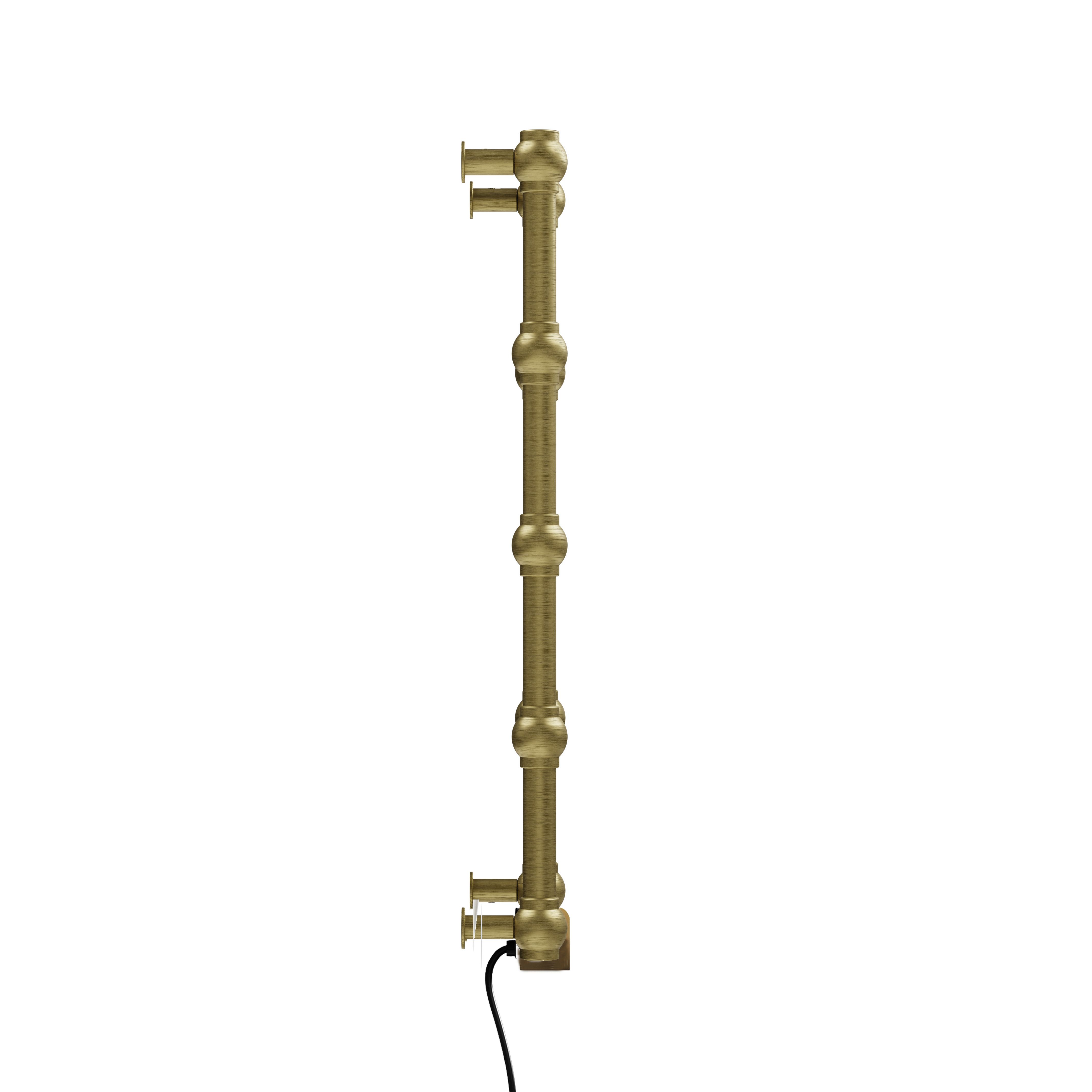 Terma Retro Matt brushed brass Oil-filled 682BTU Electric towel radiator (H) 800mm x (W) 504mm