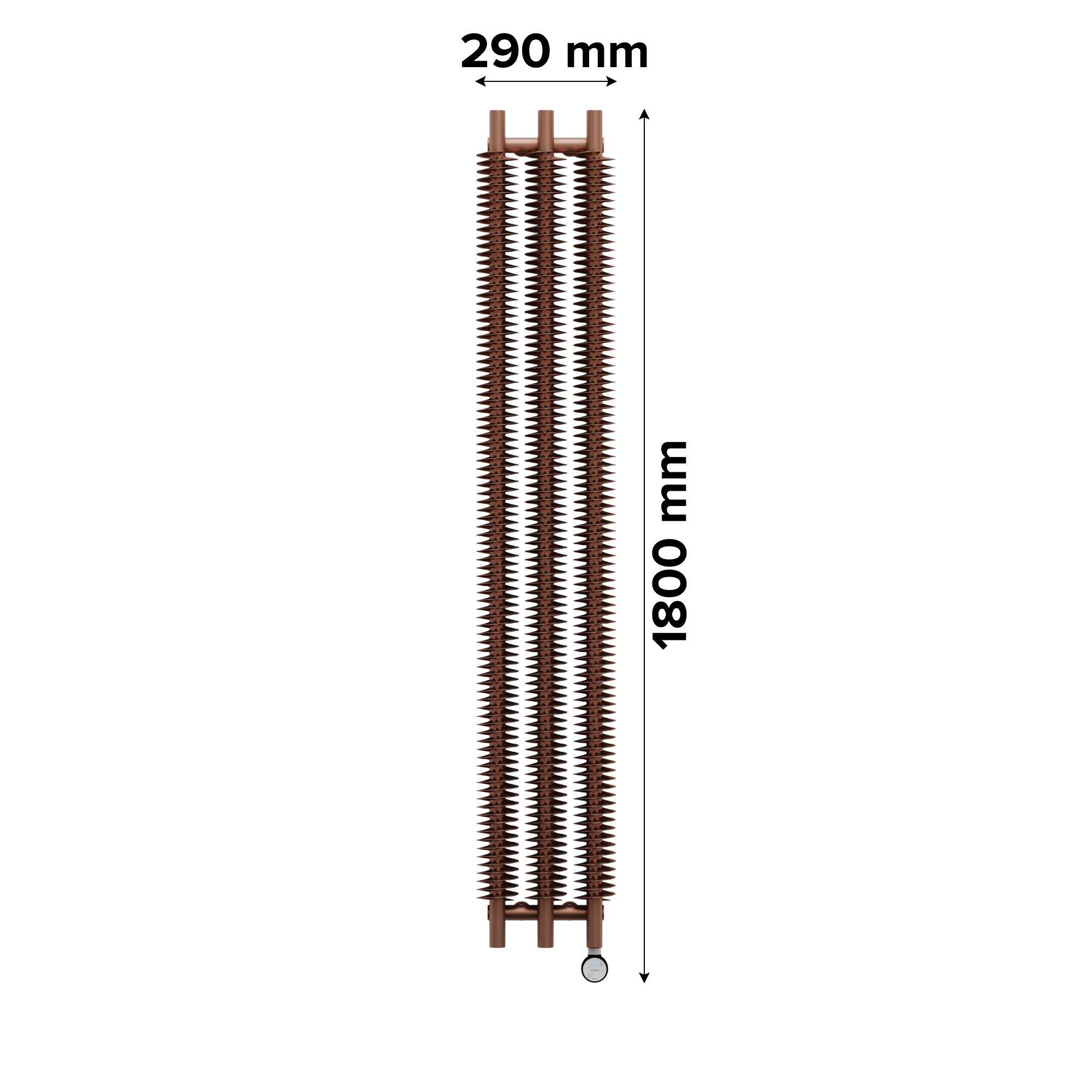 Terma Ribbon Bright copper Vertical Designer Radiator, (W)290mm x (H)1800mm