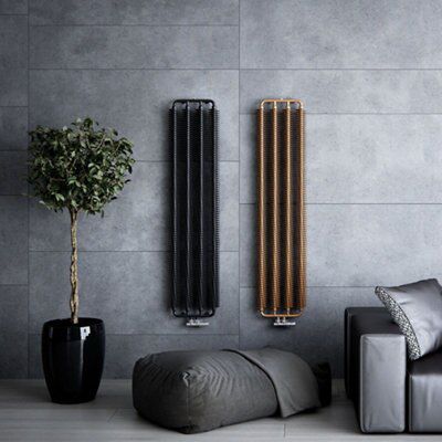 Terma Ribbon Bright copper Vertical Designer Radiator, (W)390mm x (H)1720mm
