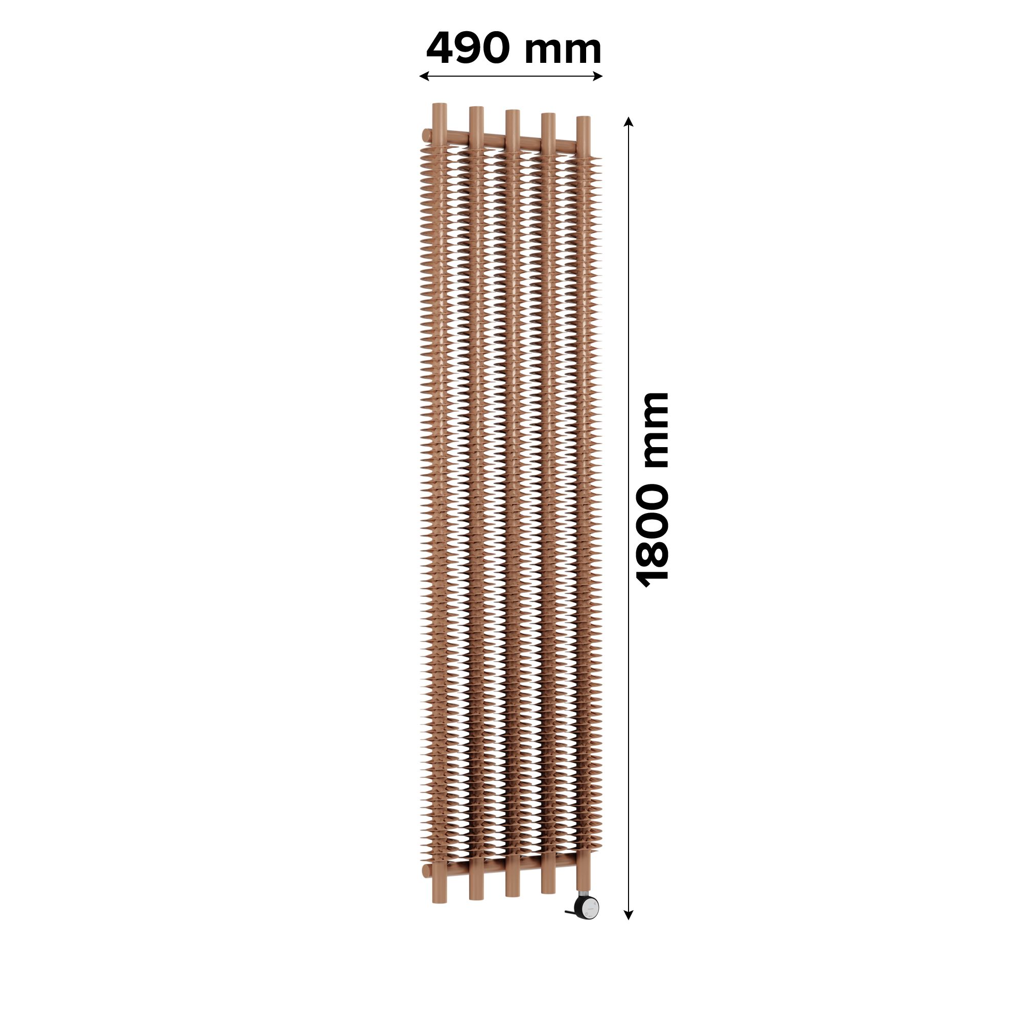 Terma Ribbon Bright copper Vertical Designer Radiator, (W)490mm x (H)1800mm