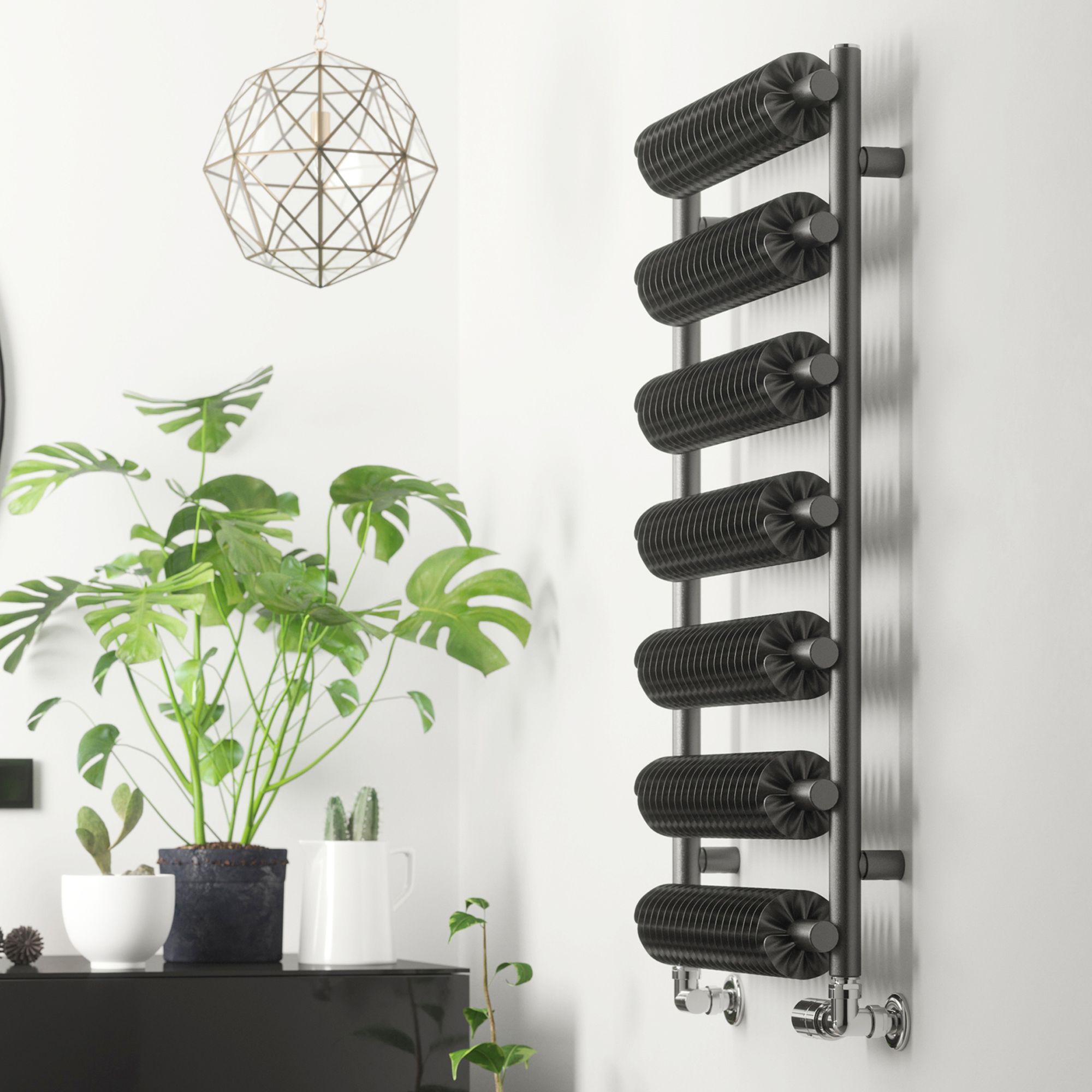 Terma Ribbon Grey Flat Towel warmer (W)500mm x (H)930mm