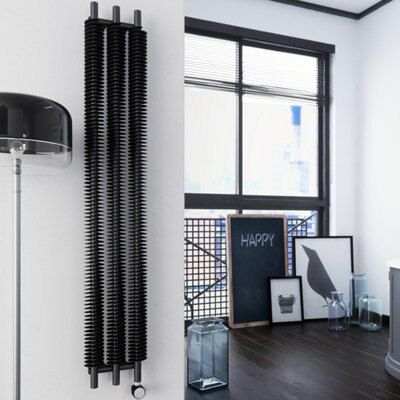 Terma Ribbon Heban black Vertical Designer Radiator, (W)290mm x (H)1800mm