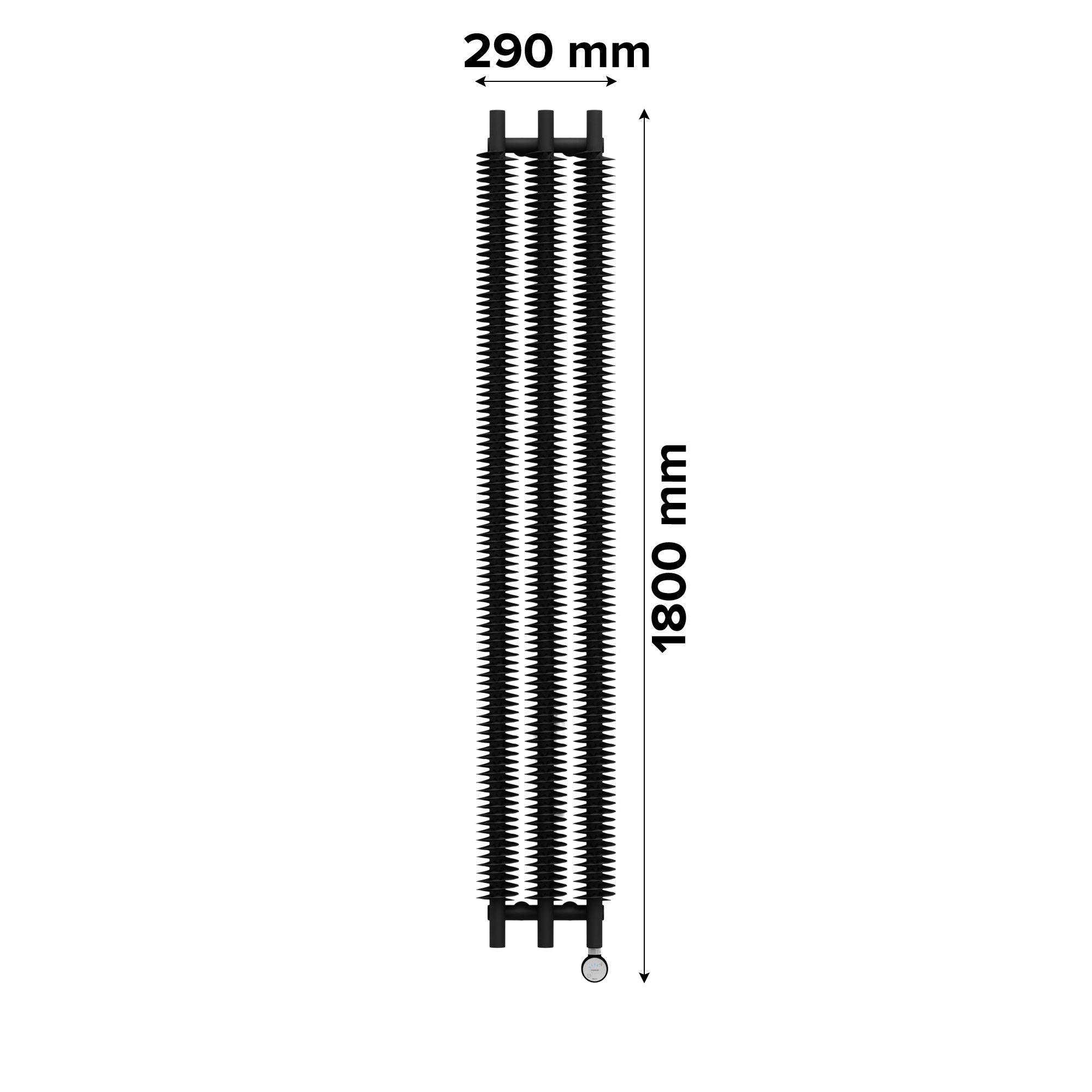 Terma Ribbon Heban black Vertical Designer Radiator, (W)290mm x (H)1800mm