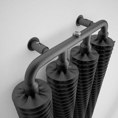 Terma Ribbon Metallic black Vertical Designer Radiator, (W)390mm x (H)1720mm