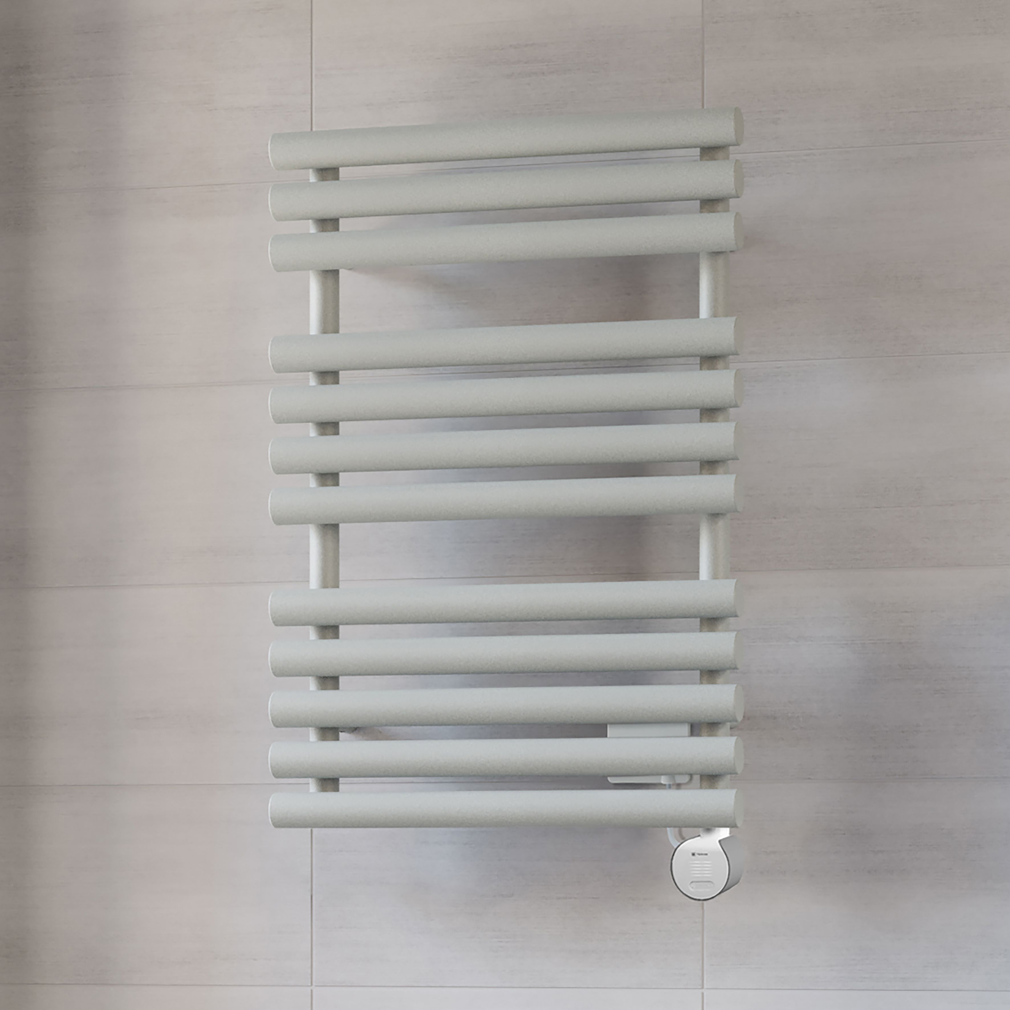 Terma Rolo Matt salt n pepper Oil-filled 1364BTU Electric towel radiator (H) 755mm x (W) 520mm