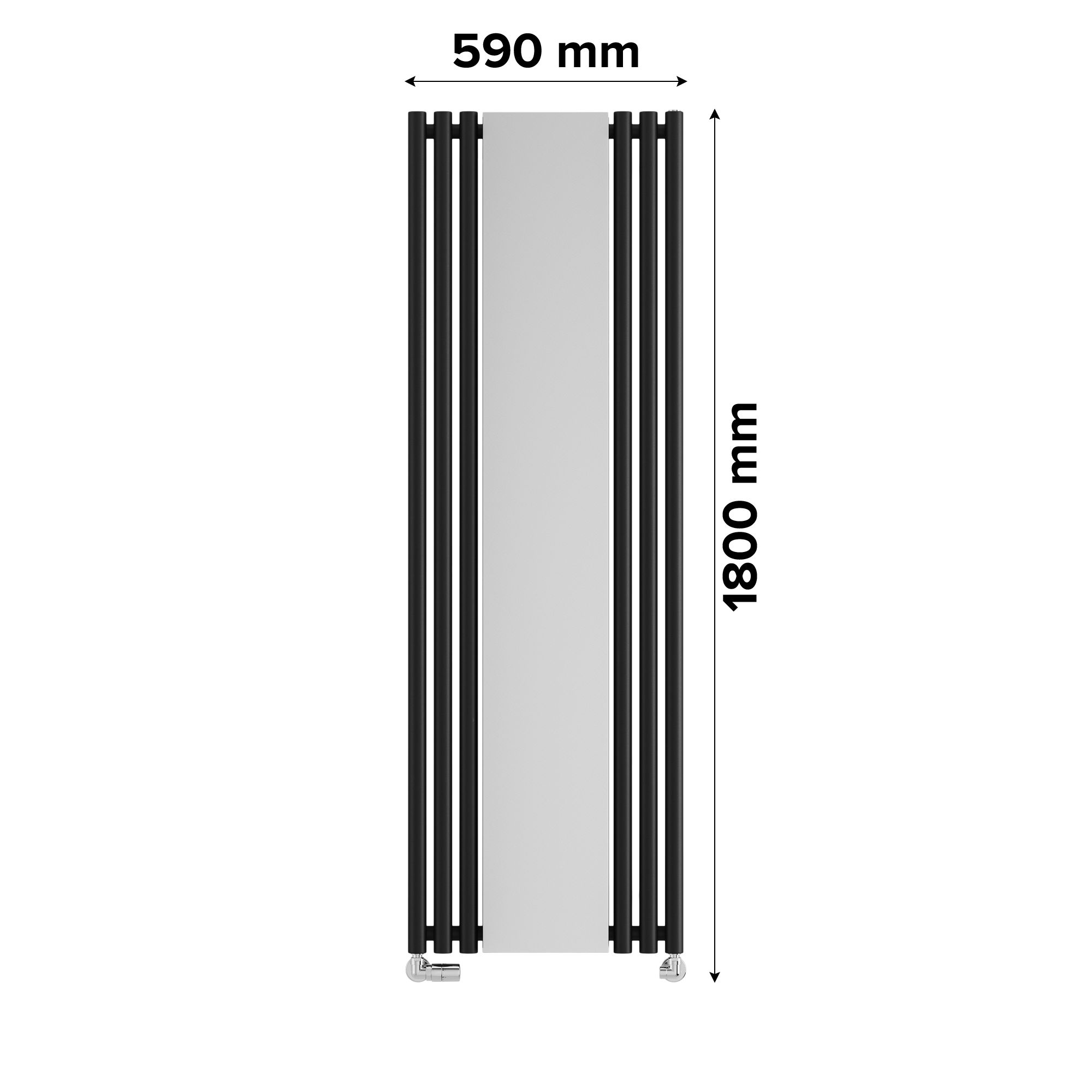 Terma Rolo Mirror Matt black Vertical Designer Radiator, (W)590mm x (H)1800mm