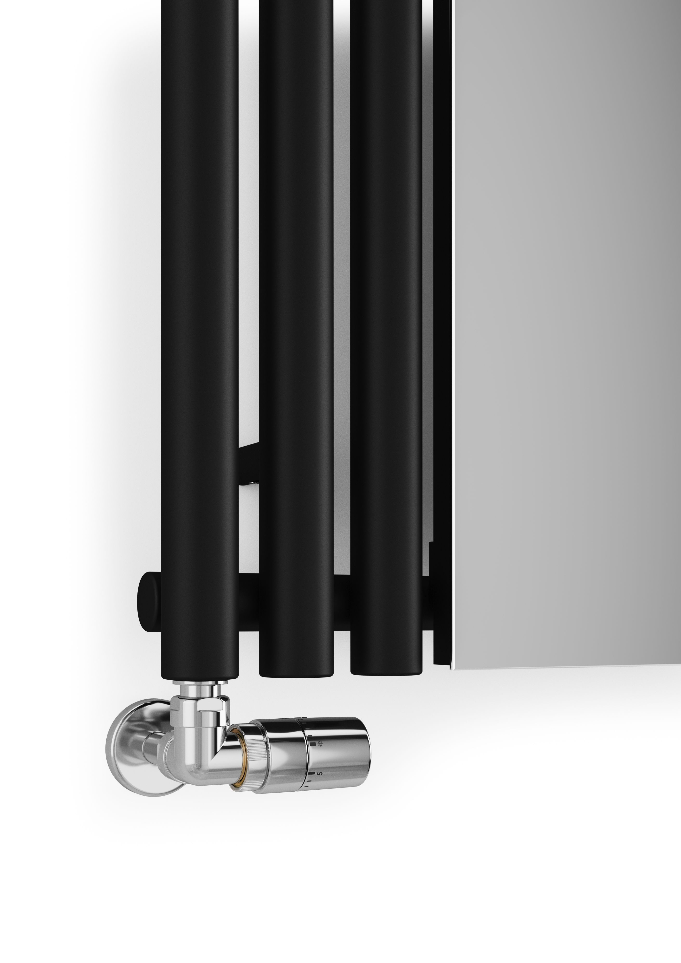Terma Rolo Mirror Matt black Vertical Designer Radiator, (W)590mm x (H)1800mm