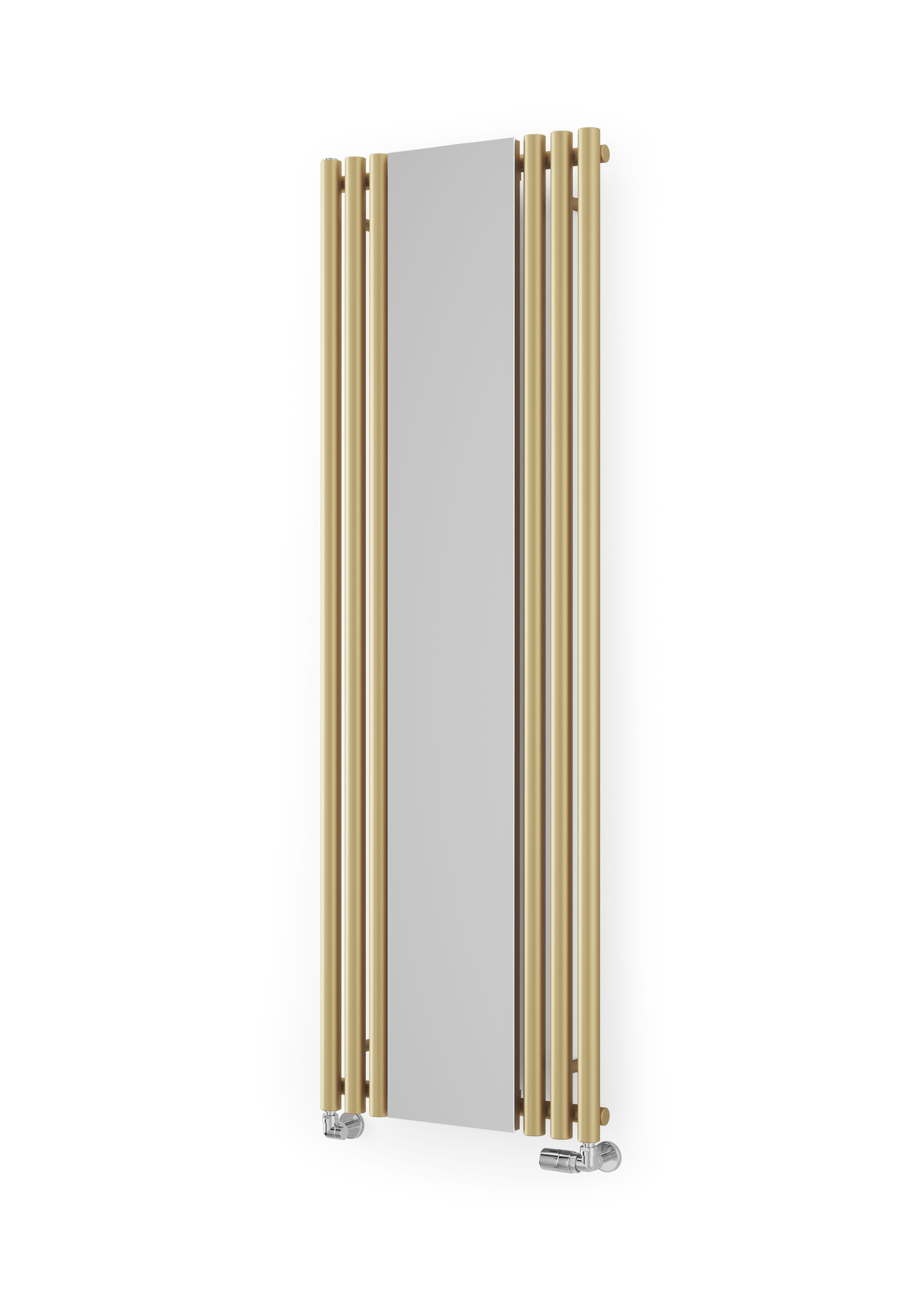 Terma Rolo Mirror Matt brass Vertical Designer Radiator, (W)590mm x (H)1800mm