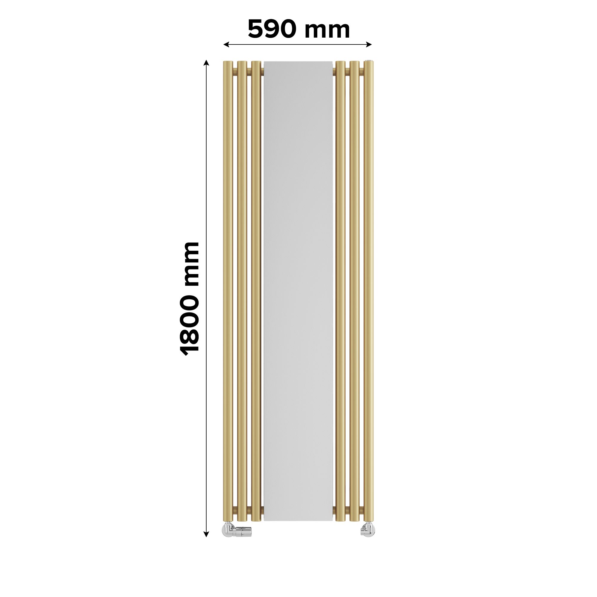Terma Rolo Mirror Matt brass Vertical Designer Radiator, (W)590mm x (H)1800mm
