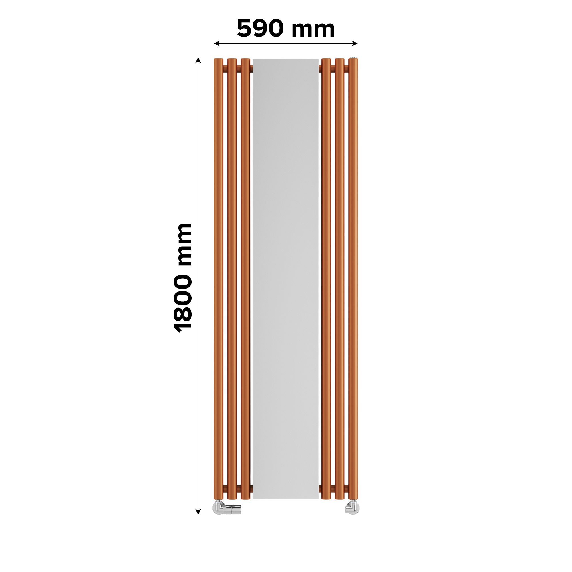 Terma Rolo Mirror Matt copper Vertical Designer Radiator, (W)590mm x (H)1800mm