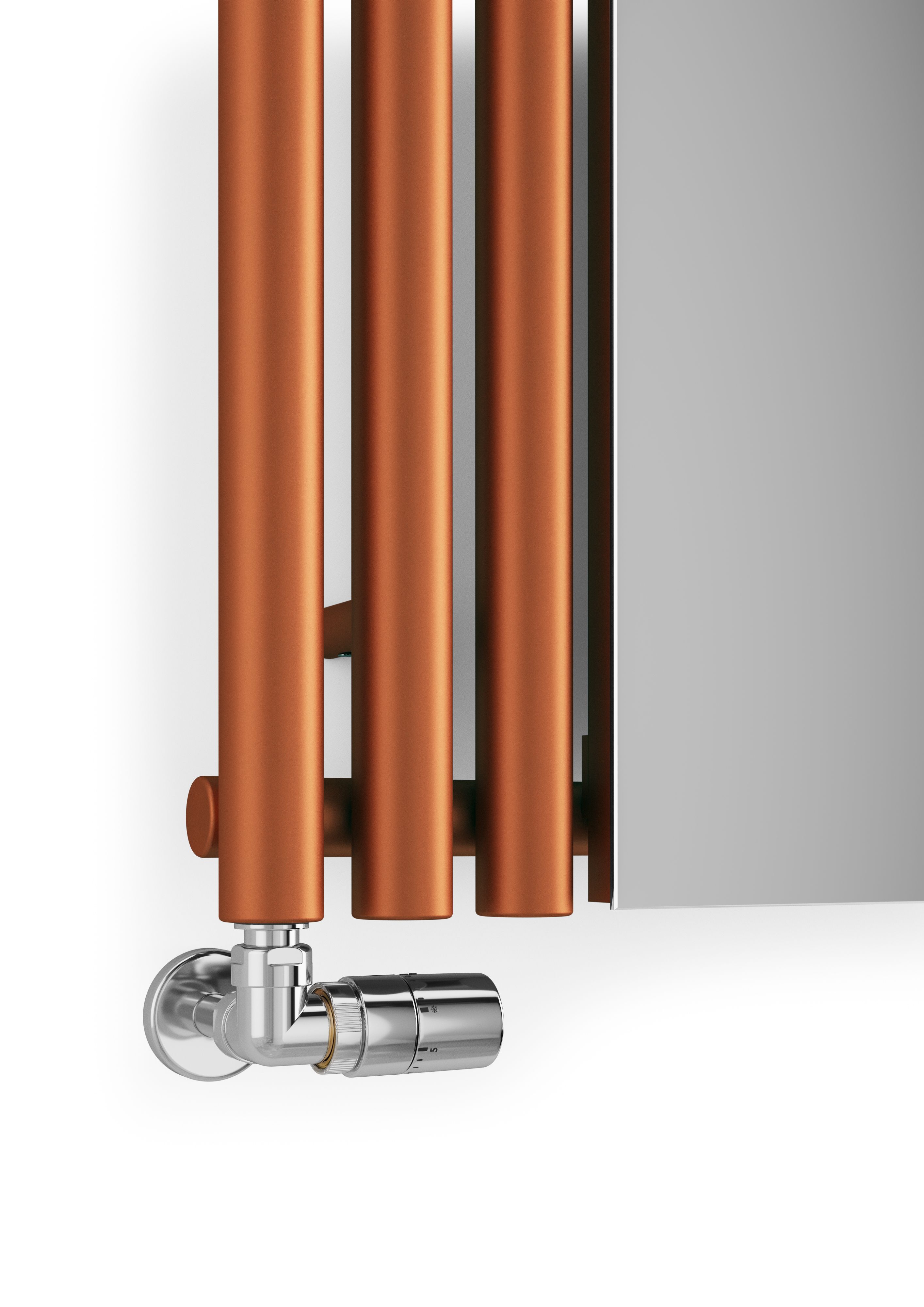 Terma Rolo Mirror Matt copper Vertical Designer Radiator, (W)590mm x (H)1800mm