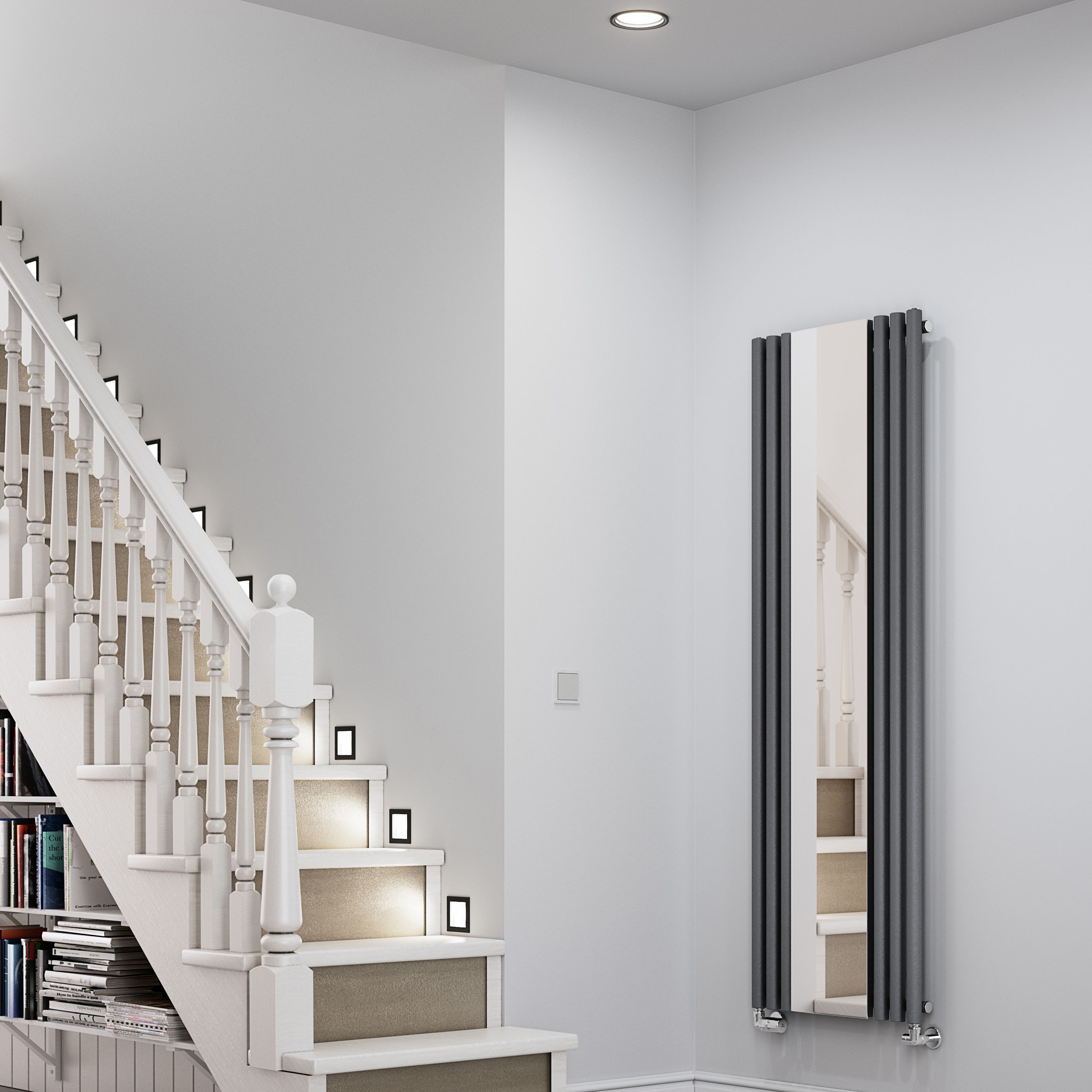 Terma Rolo mirror Modern grey Vertical Designer Radiator, (W)590mm x (H)1800mm