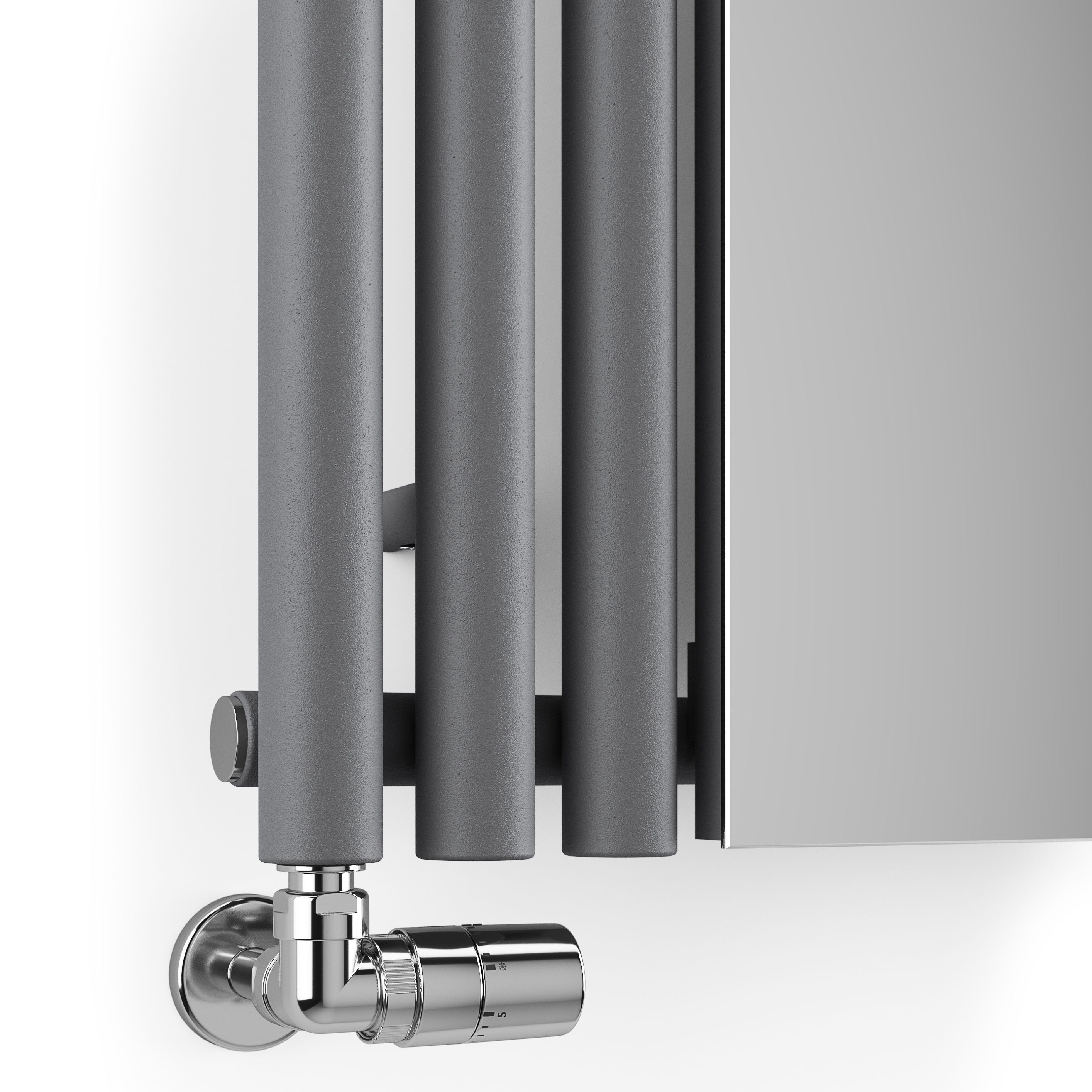 Terma Rolo mirror Modern grey Vertical Designer Radiator, (W)590mm x (H)1800mm