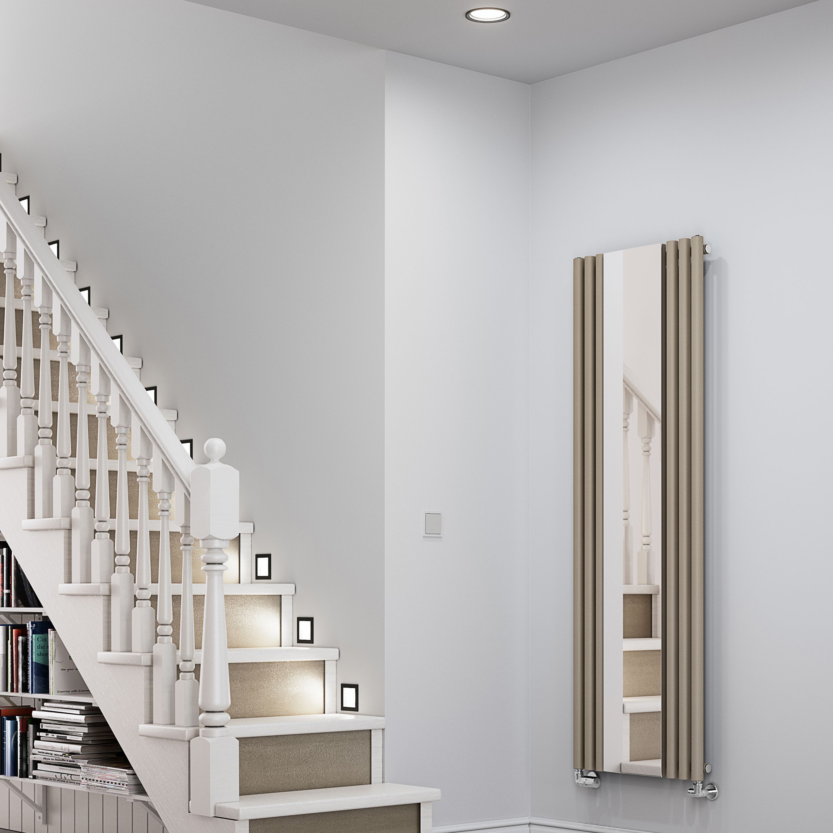 Terma Rolo mirror Quartz mocha Vertical Designer Radiator, (W)590mm x (H)1800mm