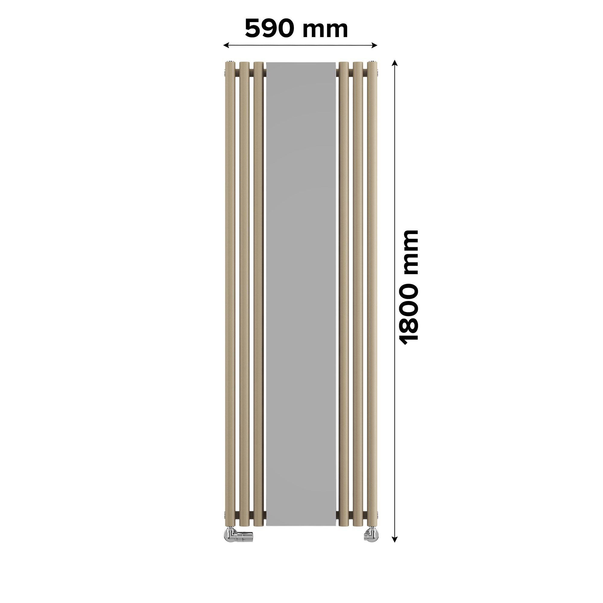 Terma Rolo mirror Quartz mocha Vertical Designer Radiator, (W)590mm x (H)1800mm
