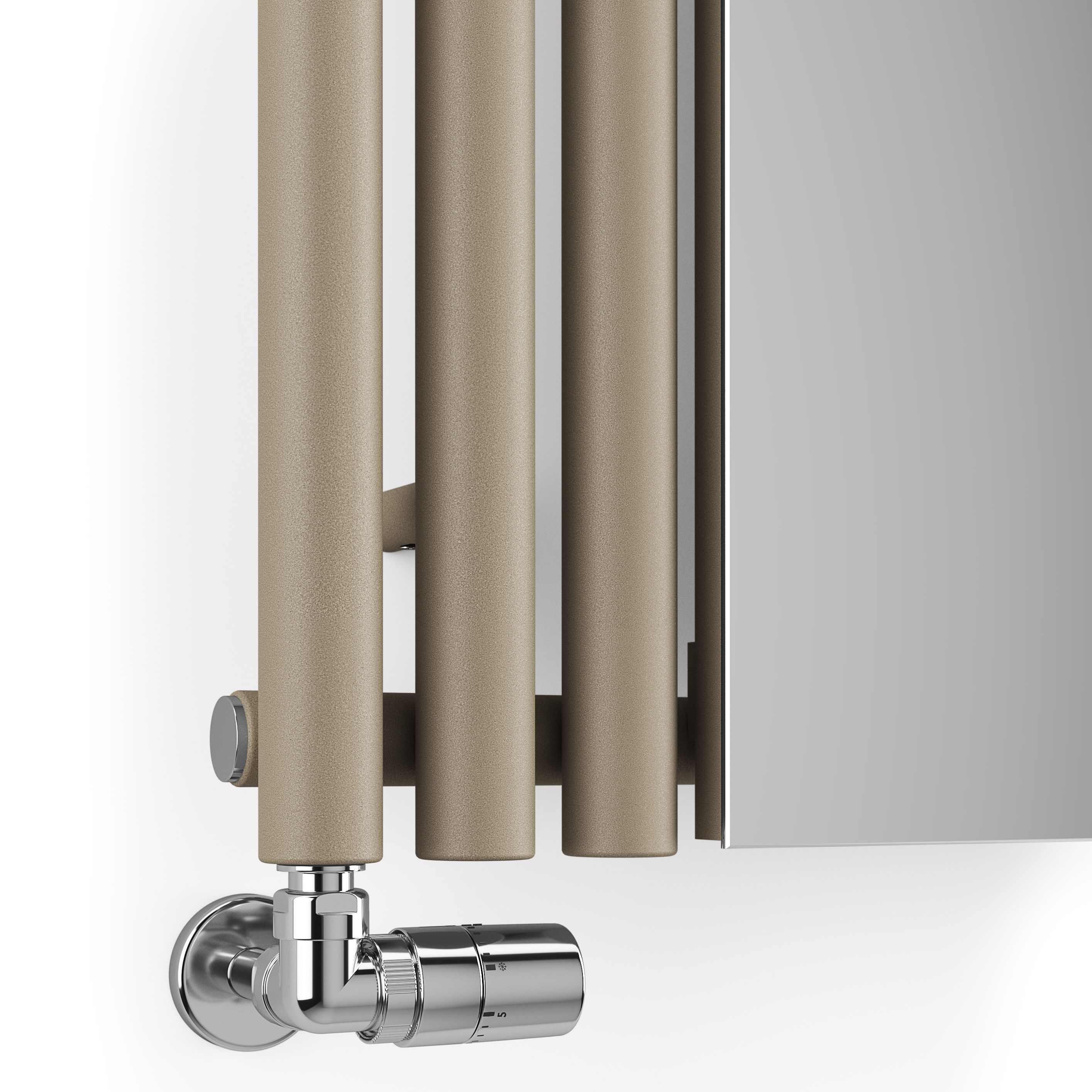 Terma Rolo mirror Quartz mocha Vertical Designer Radiator, (W)590mm x (H)1800mm