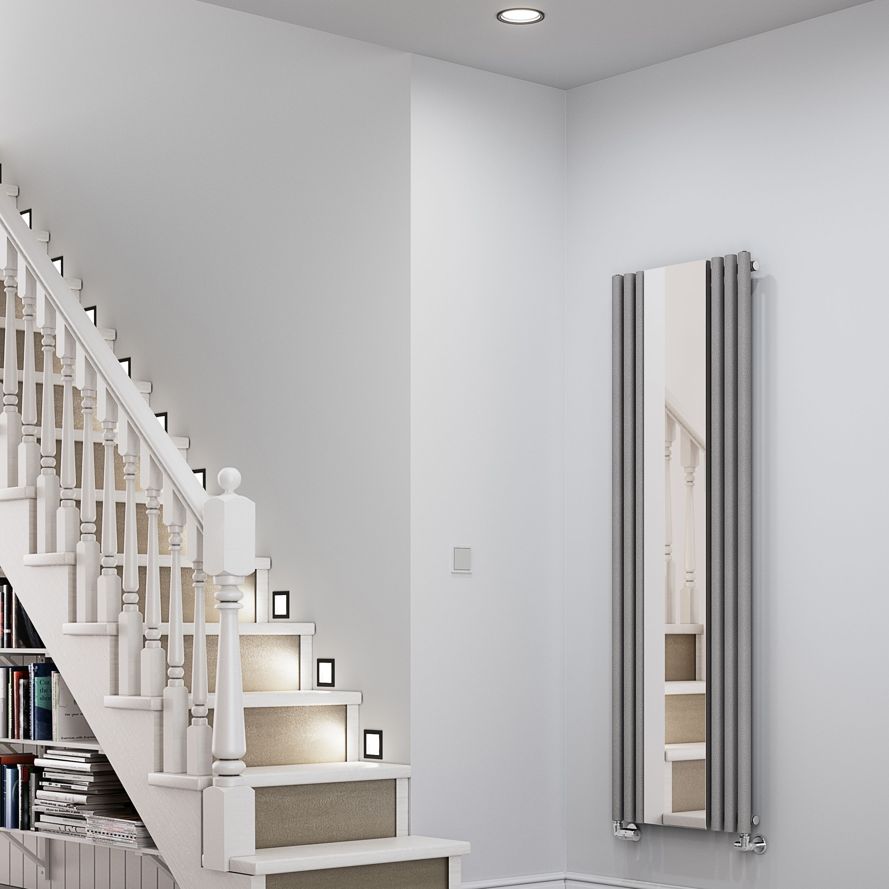 Terma Rolo mirror Salt n pepper Vertical Designer Radiator, (W)590mm x (H)1800mm