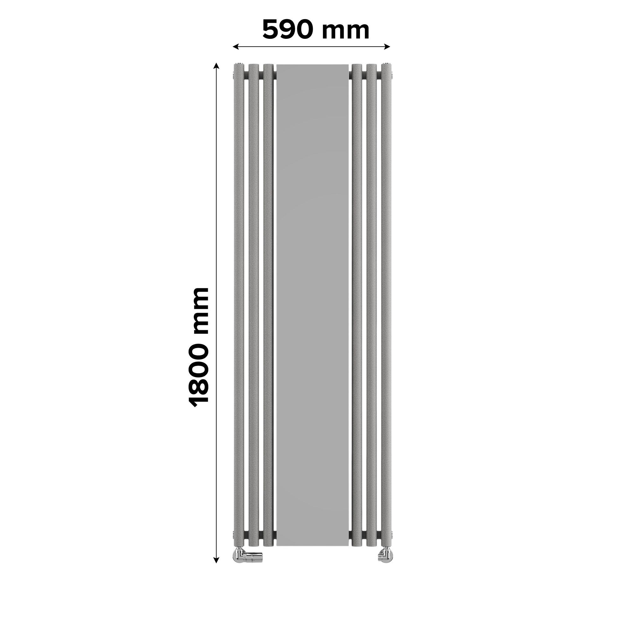 Terma Rolo mirror Salt n pepper Vertical Designer Radiator, (W)590mm x (H)1800mm