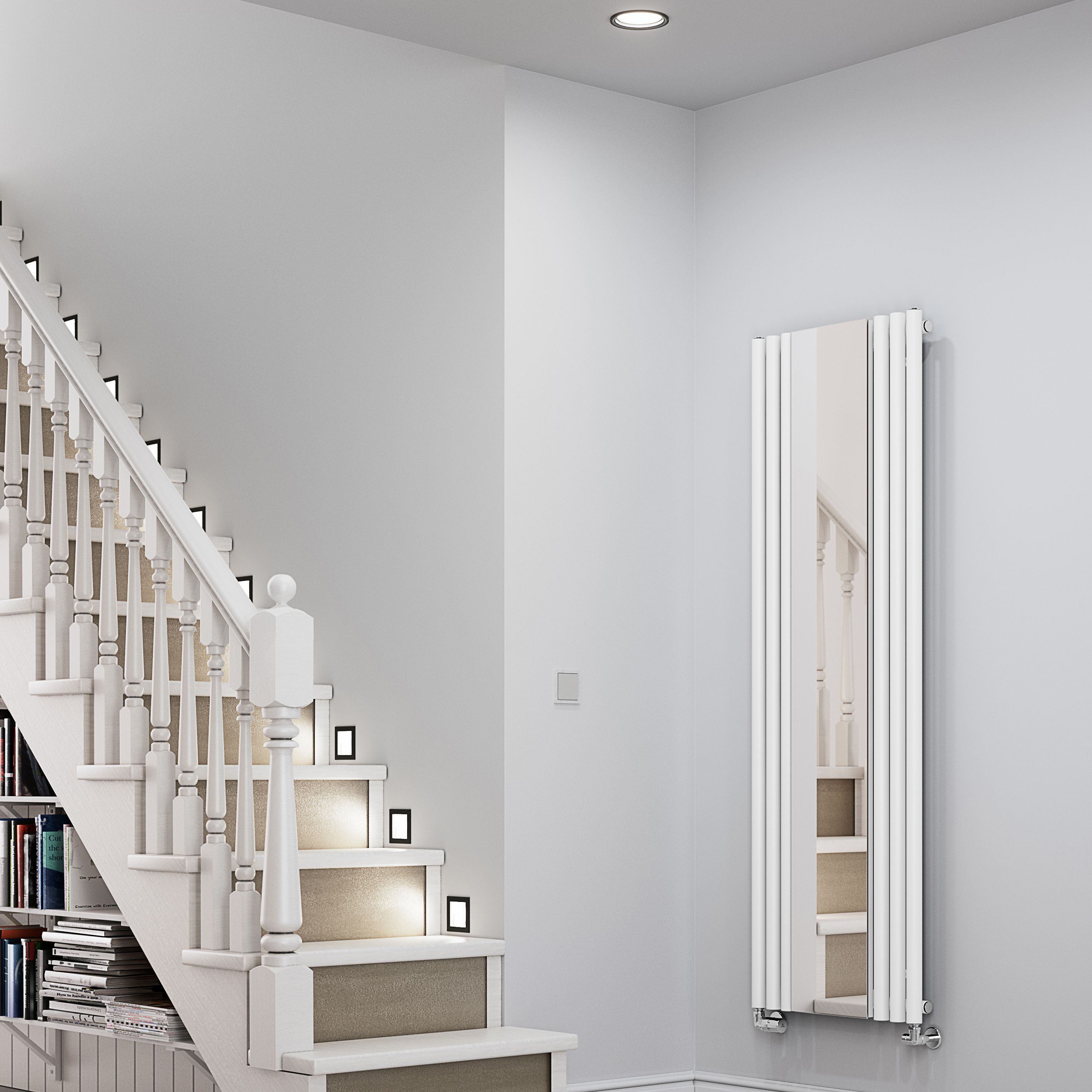 Terma Rolo mirror White Vertical Designer Radiator, (W)590mm x (H)1800mm