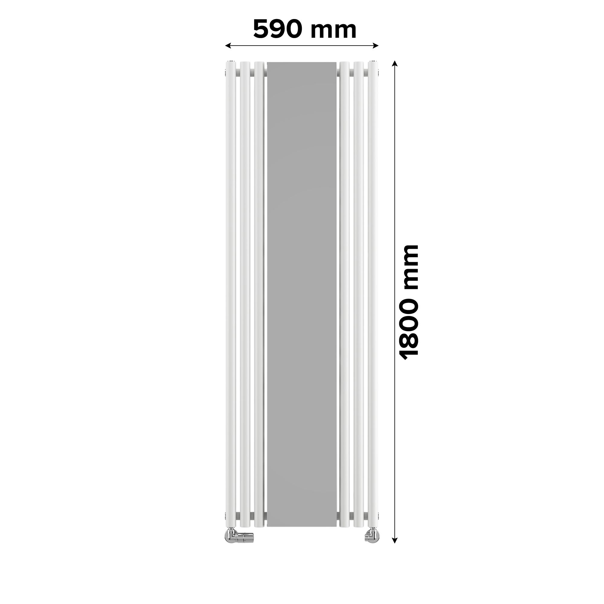 Terma Rolo mirror White Vertical Designer Radiator, (W)590mm x (H)1800mm