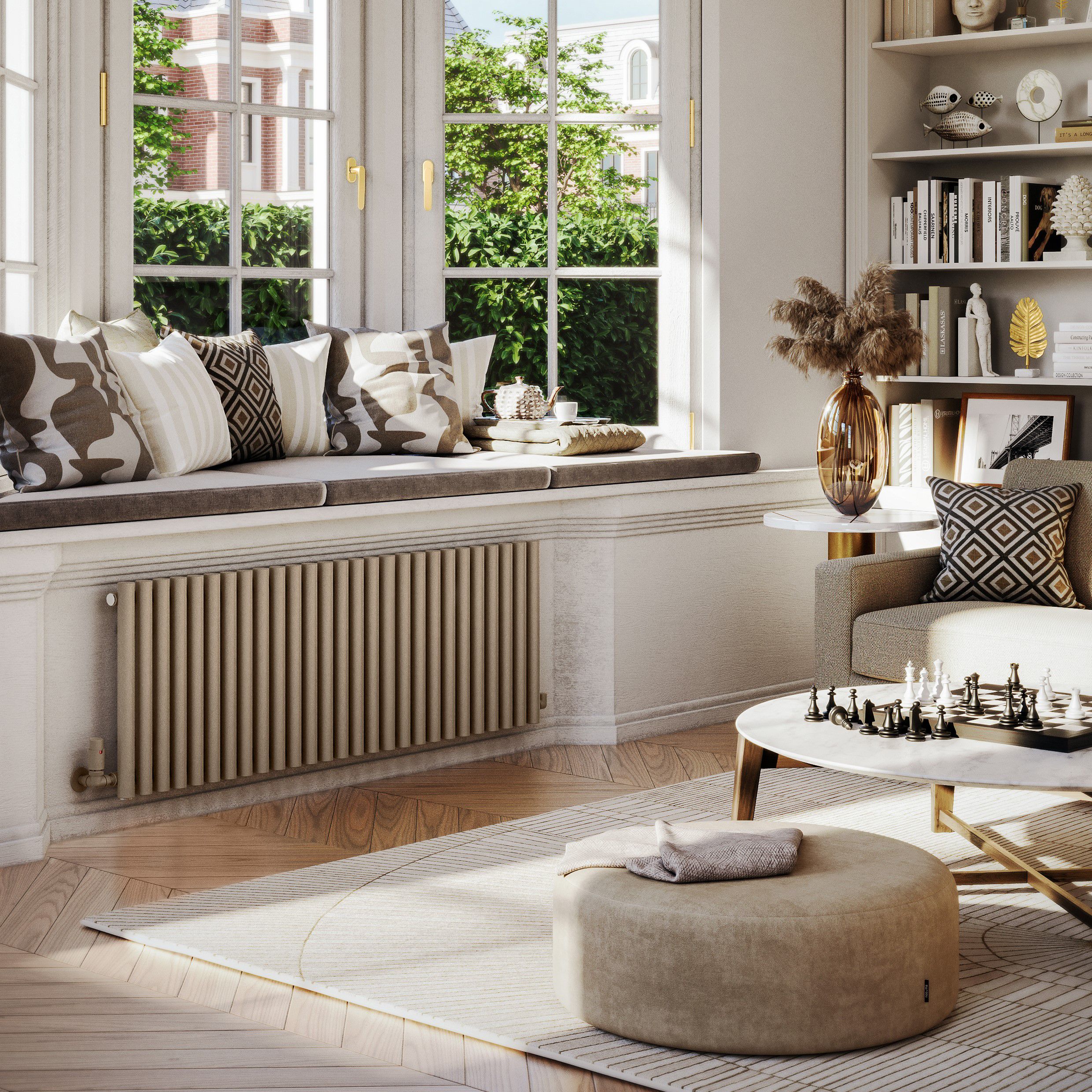 Terma Rolo Room Brown Hydronic Horizontal Designer 3399BTU Radiator, (W)1470mm x (H)500mm