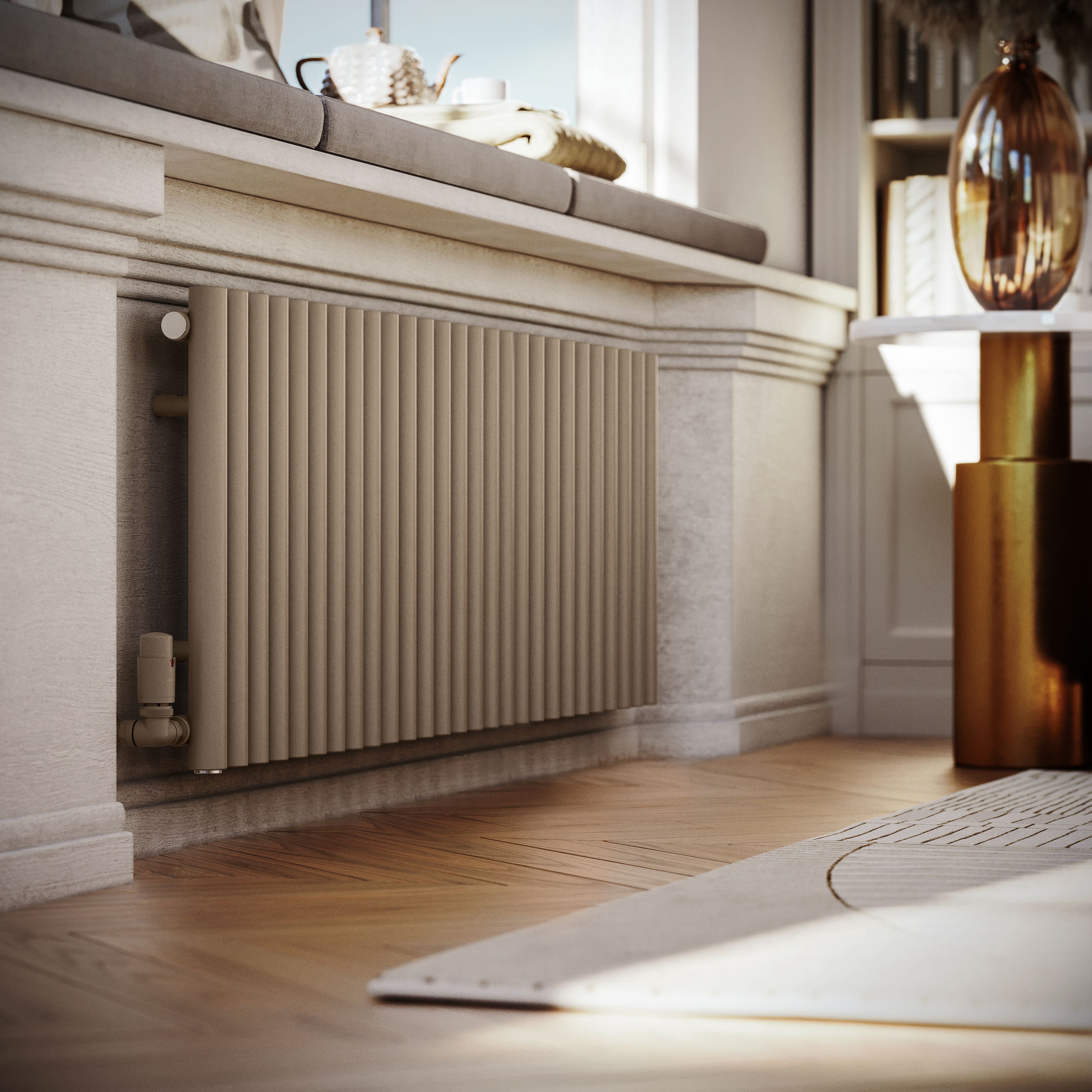 Terma Rolo Room Brown Hydronic Horizontal Designer 3399BTU Radiator, (W)1470mm x (H)500mm