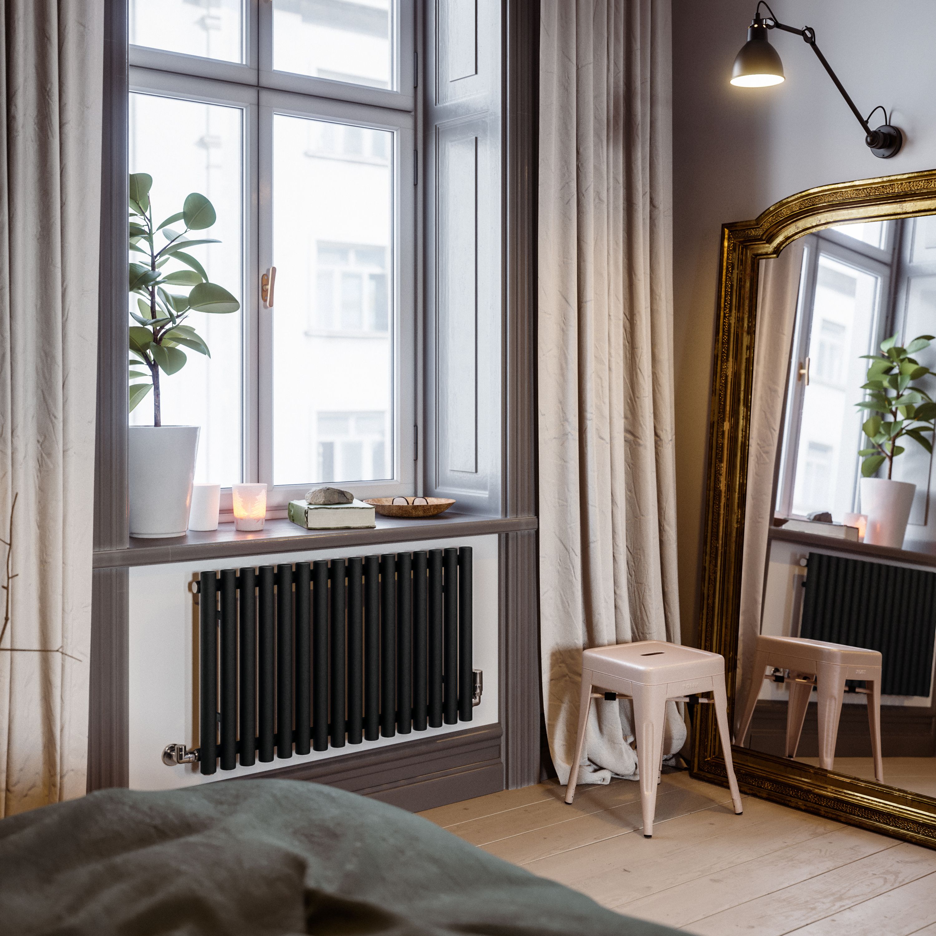 Terma Rolo Room Matt black Horizontal Designer Radiator, (W)865mm x (H)500mm