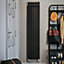 Terma Rolo Room Matt black Horizontal or vertical Designer Radiator, (W)370mm x (H)1800mm