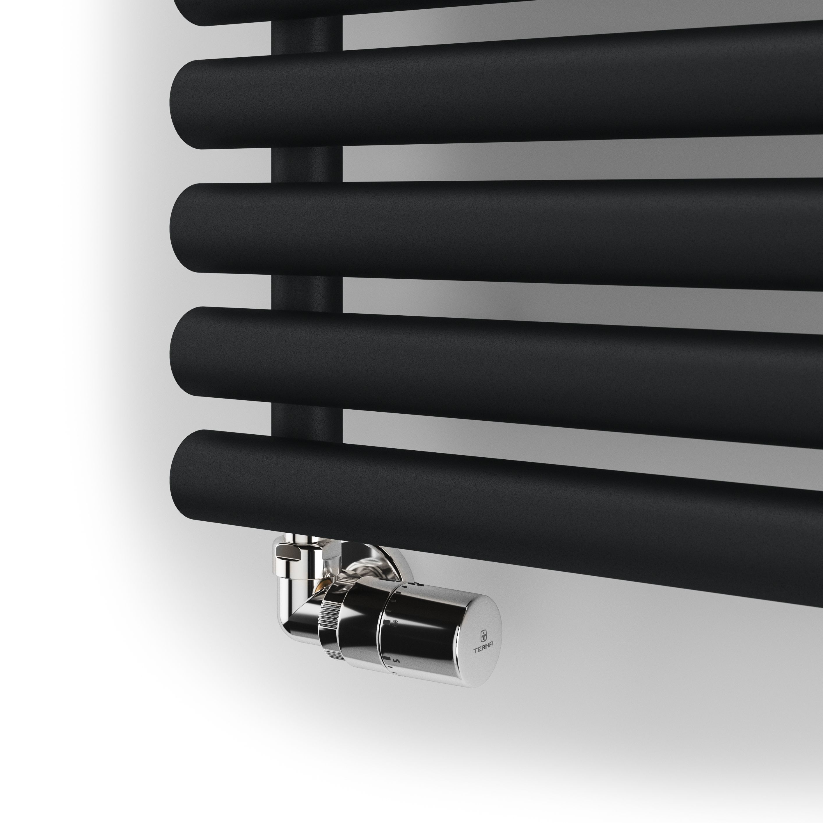 Terma Rolo Room Matt black Horizontal or vertical Designer Radiator, (W)370mm x (H)1800mm