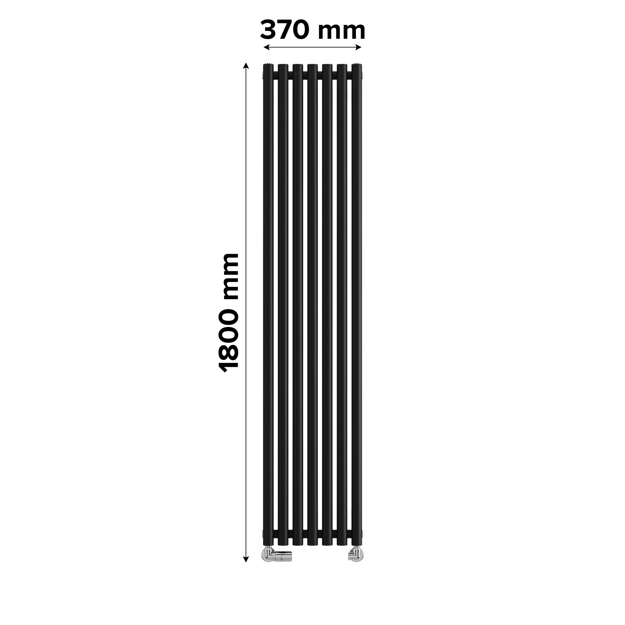 Terma Rolo Room Matt black Horizontal or vertical Designer Radiator, (W)370mm x (H)1800mm