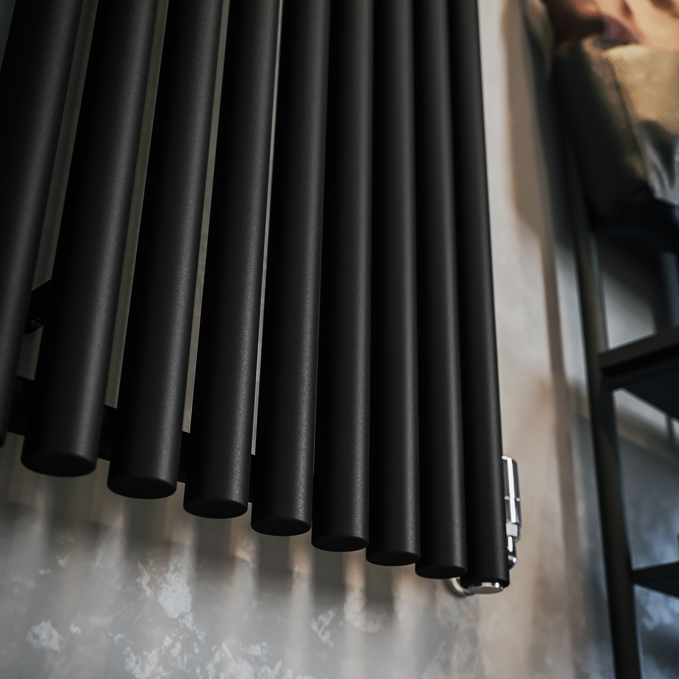 Terma Rolo Room Matt black Horizontal or vertical Designer Radiator, (W)480mm x (H)1800mm