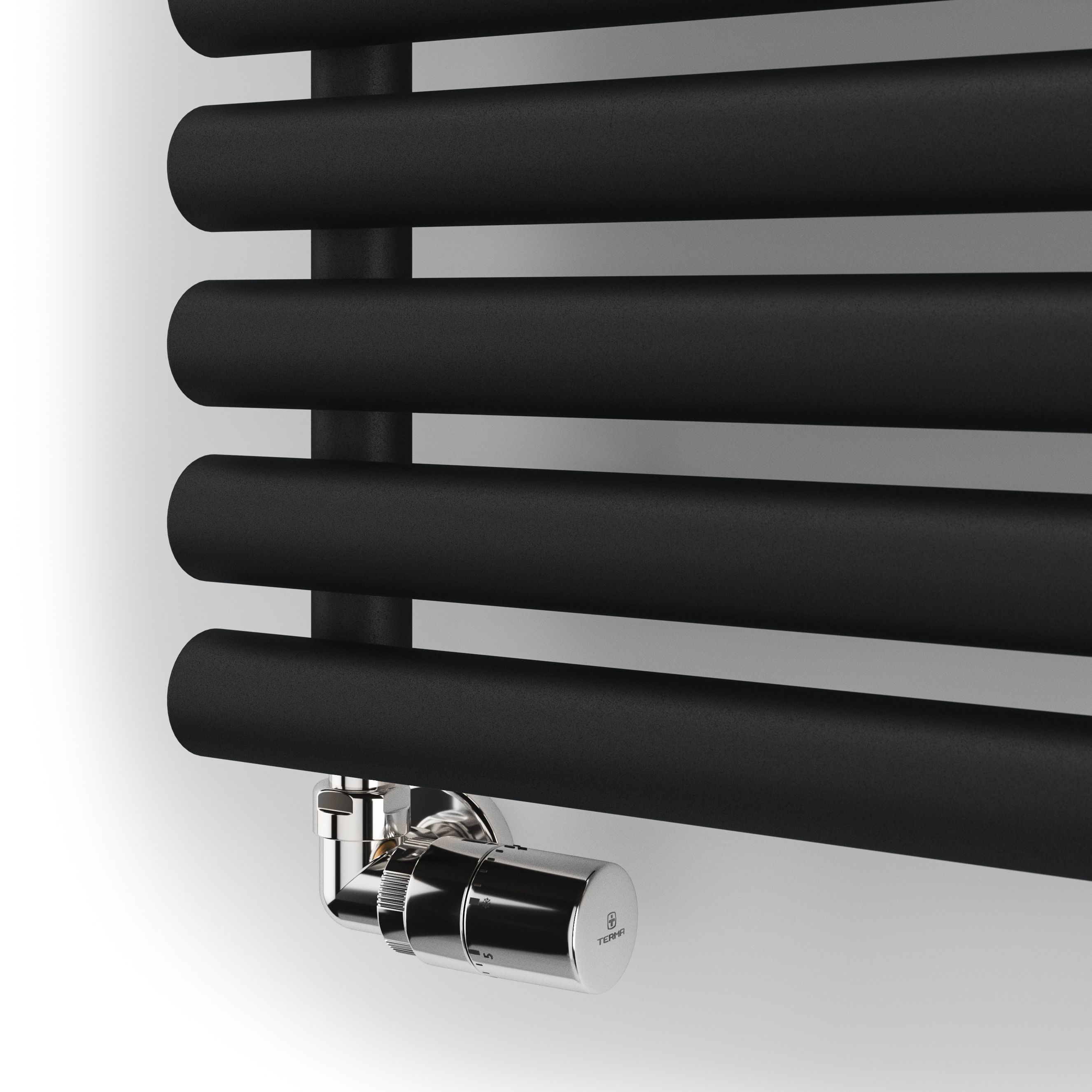 Terma Rolo Room Matt black Horizontal or vertical Designer Radiator, (W)480mm x (H)1800mm