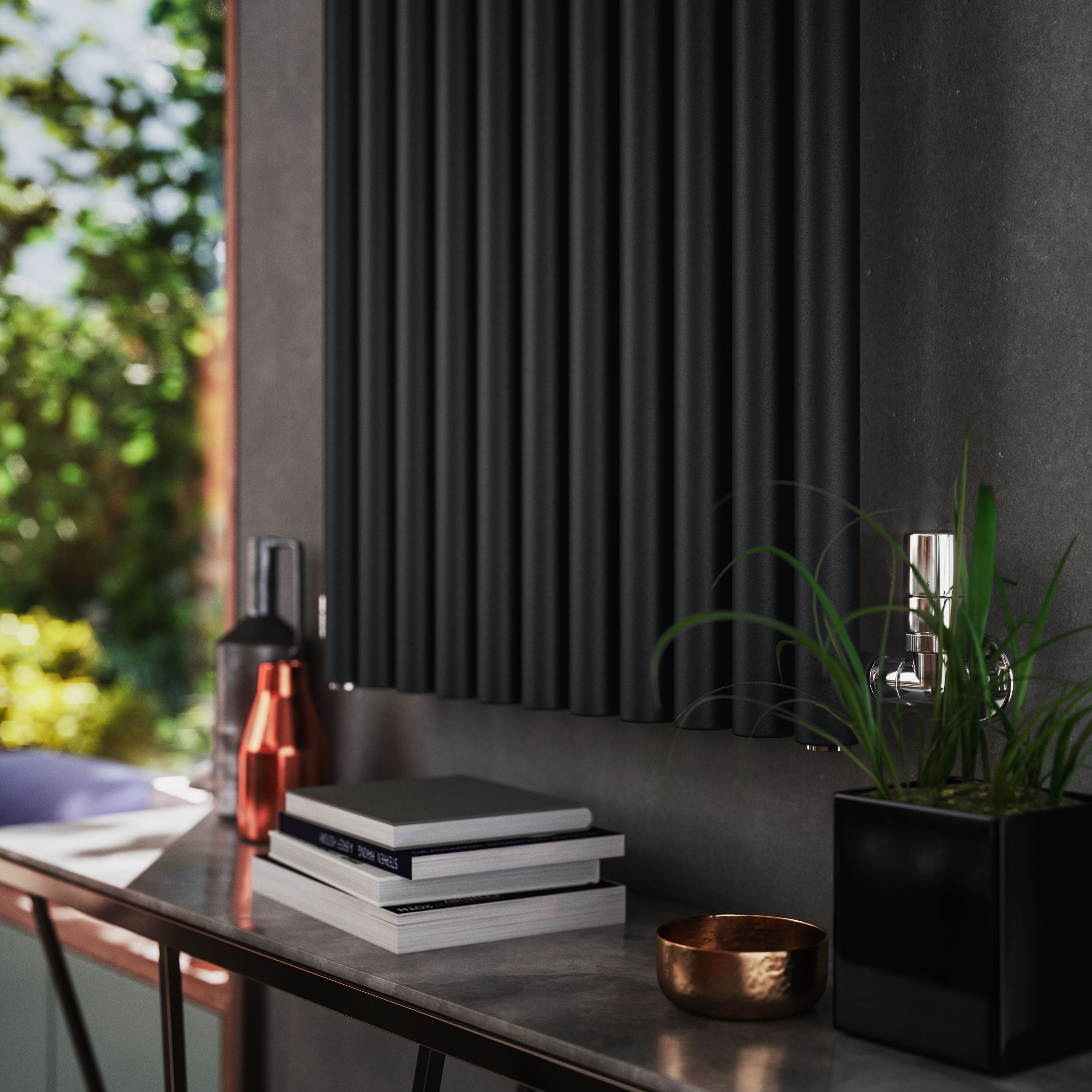 Terma Rolo Room Matt black Horizontal or vertical Designer Radiator, (W)590mm x (H)1200mm