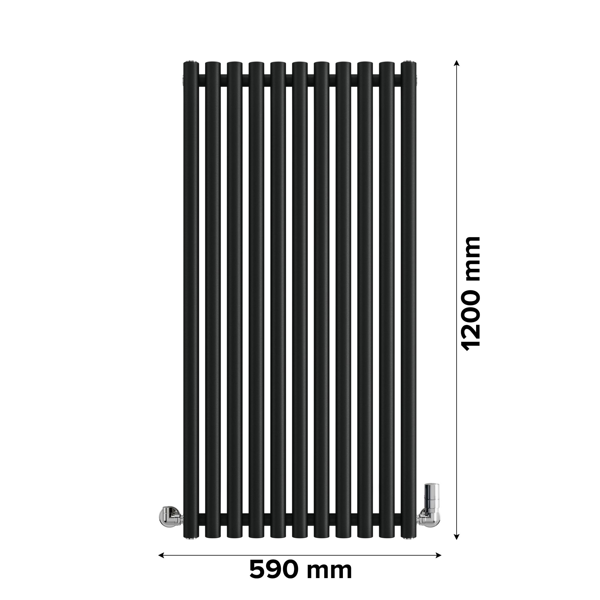 Terma Rolo Room Matt black Horizontal or vertical Designer Radiator, (W)590mm x (H)1200mm