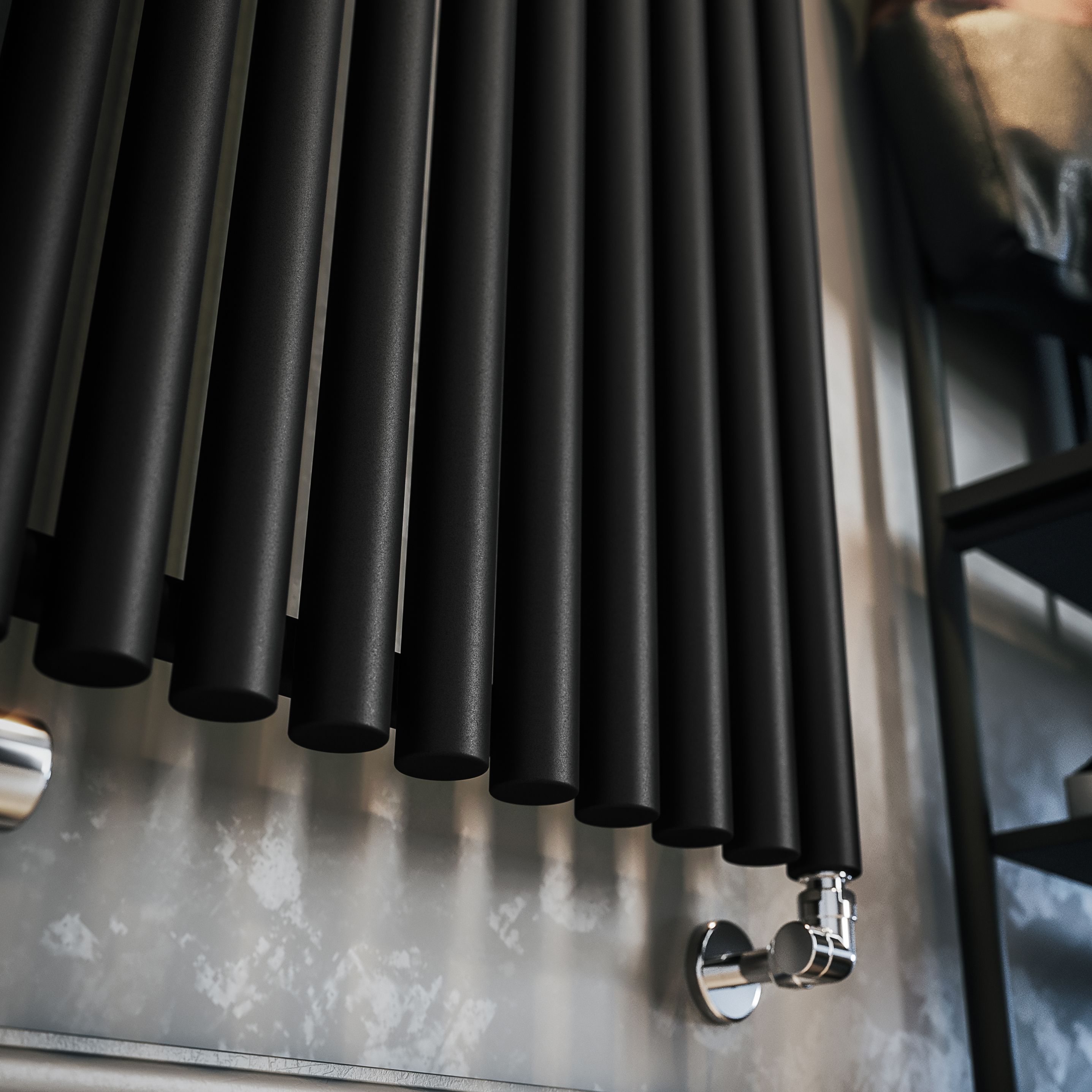Terma Rolo Room Matt black Horizontal or vertical Designer Radiator, (W)590mm x (H)1800mm