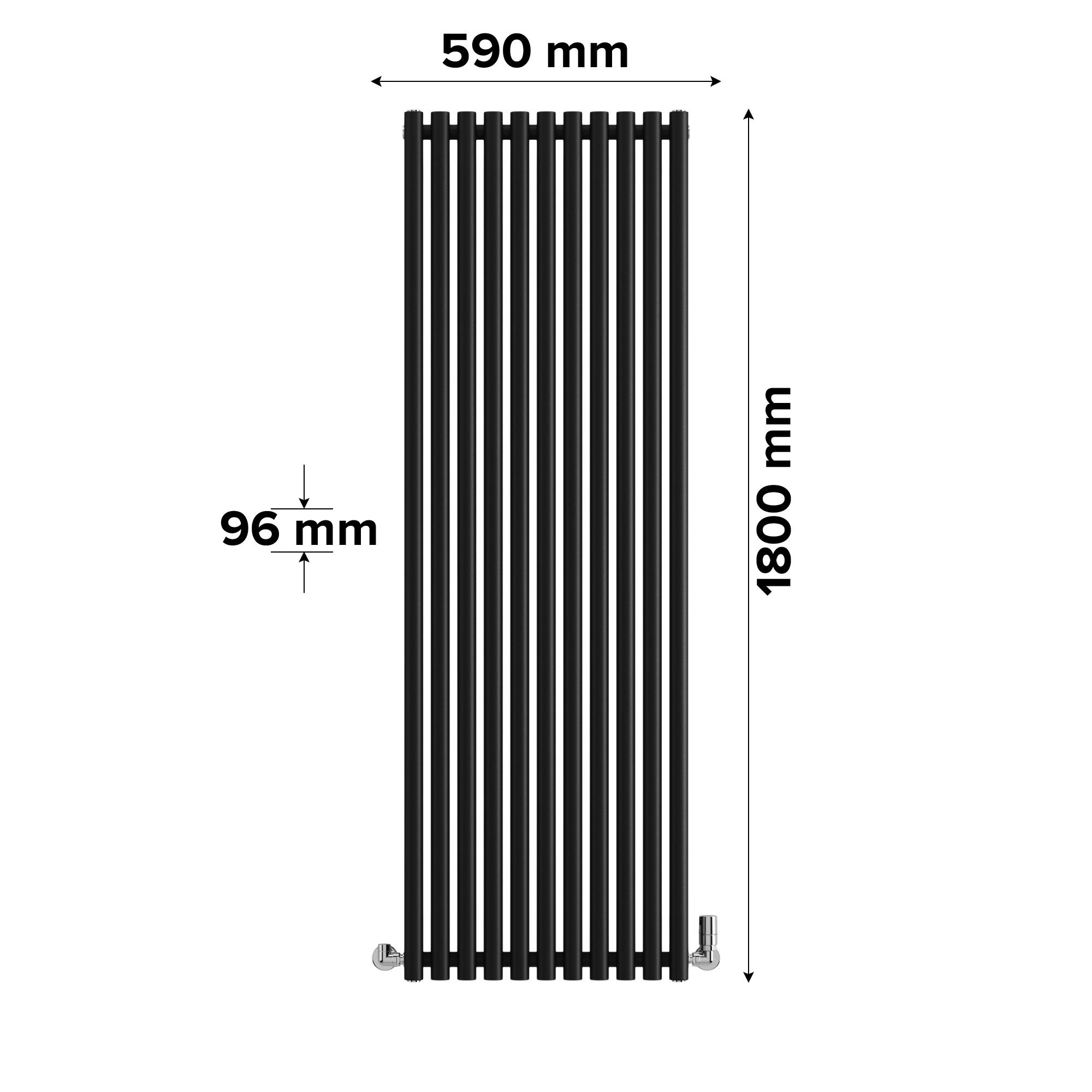 Terma Rolo Room Matt black Horizontal or vertical Designer Radiator, (W)590mm x (H)1800mm
