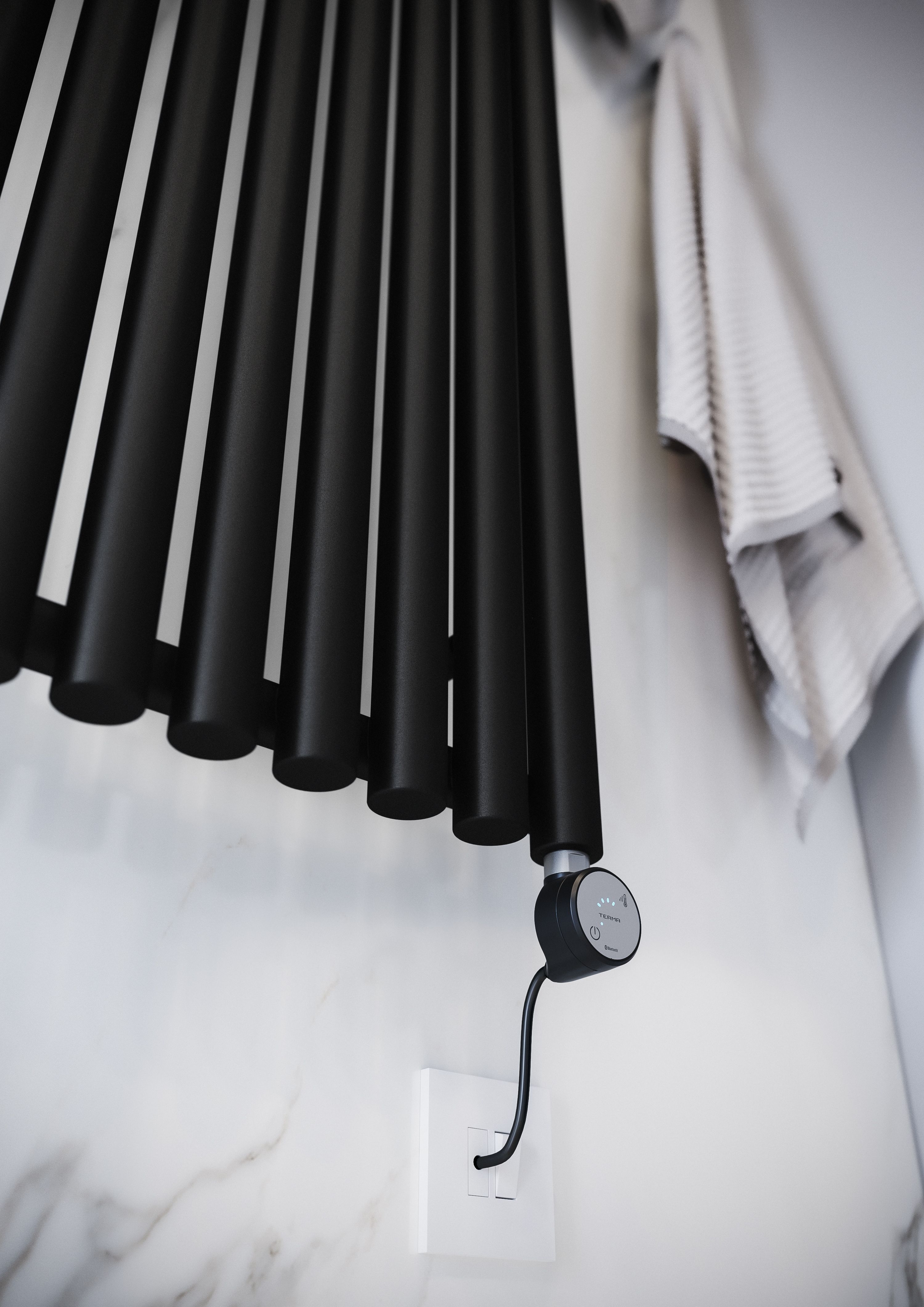 Terma Rolo Room Matt black Vertical Electric designer Radiator, (W)480mm x (H)1800mm