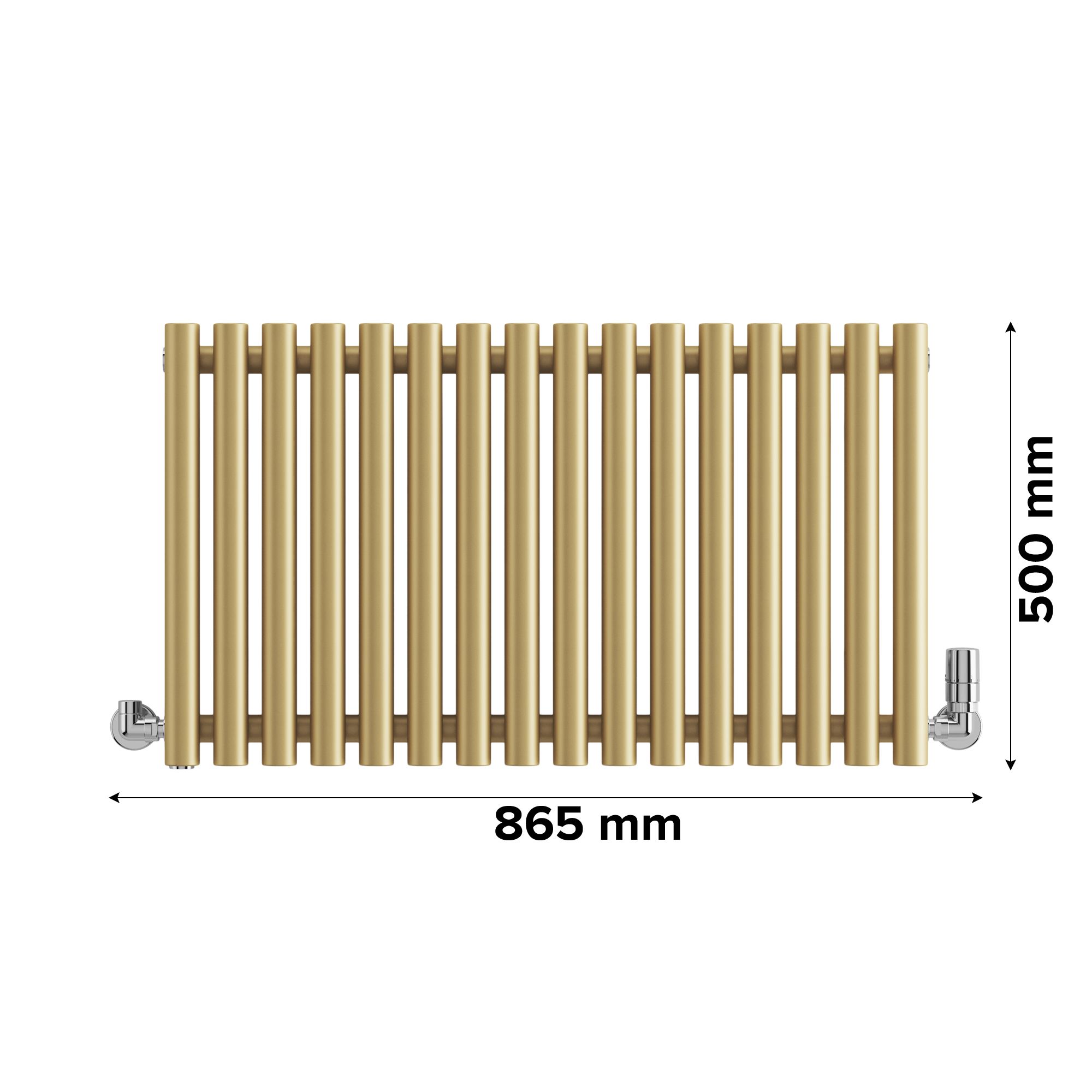 Terma Rolo Room Matt brass Horizontal Designer Radiator, (W)865mm x (H)500mm