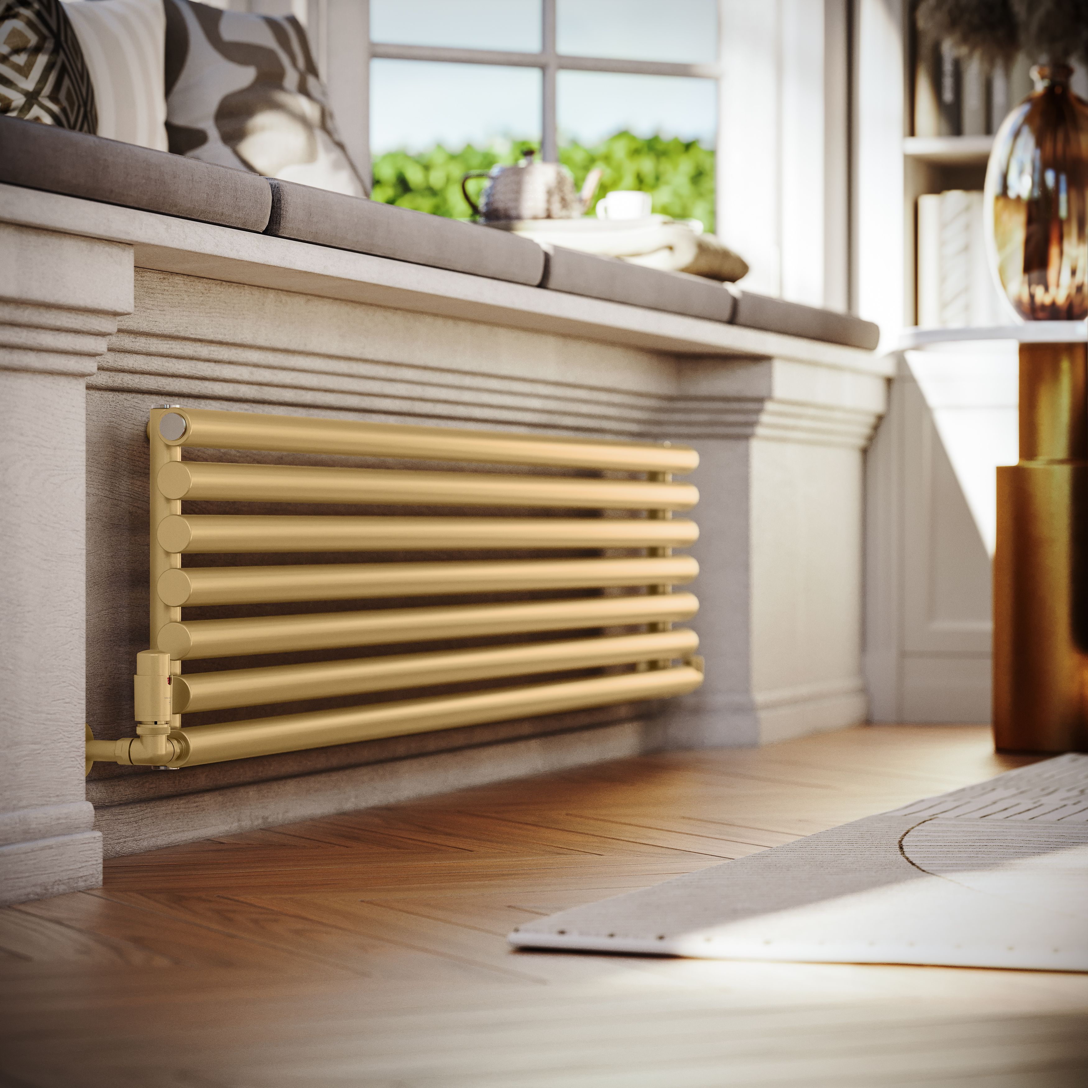 Terma Rolo Room Matt brass Horizontal or vertical Designer Radiator, (W)370mm x (H)1800mm